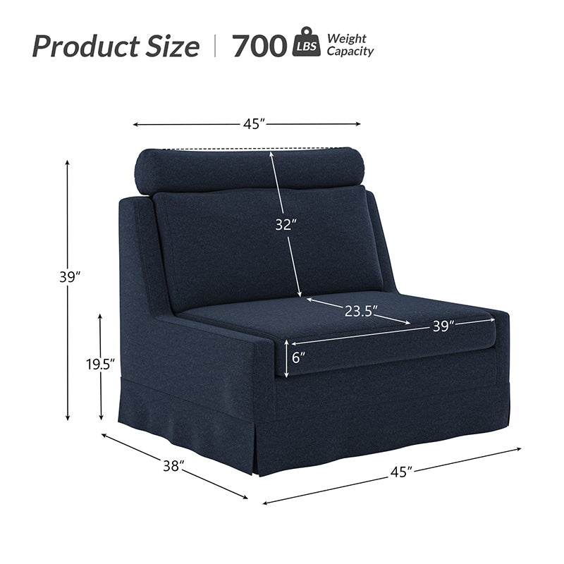 Tobias Modern Style 45W Slipcovered Living Room Chair with Ottoman - Comfortable Lounge Chair for Living Room, Bedroom & Office