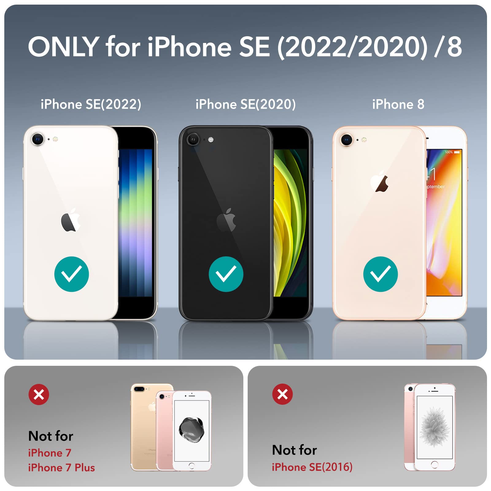 ESR Clear Silicone Phone Case for iPhone SE (2022/2020/3rd/2nd Gen) & iPhone 8 - Thin Soft TPU Transparent Protective Cover | Slim Design, Shockproof Protection for Everyday Use