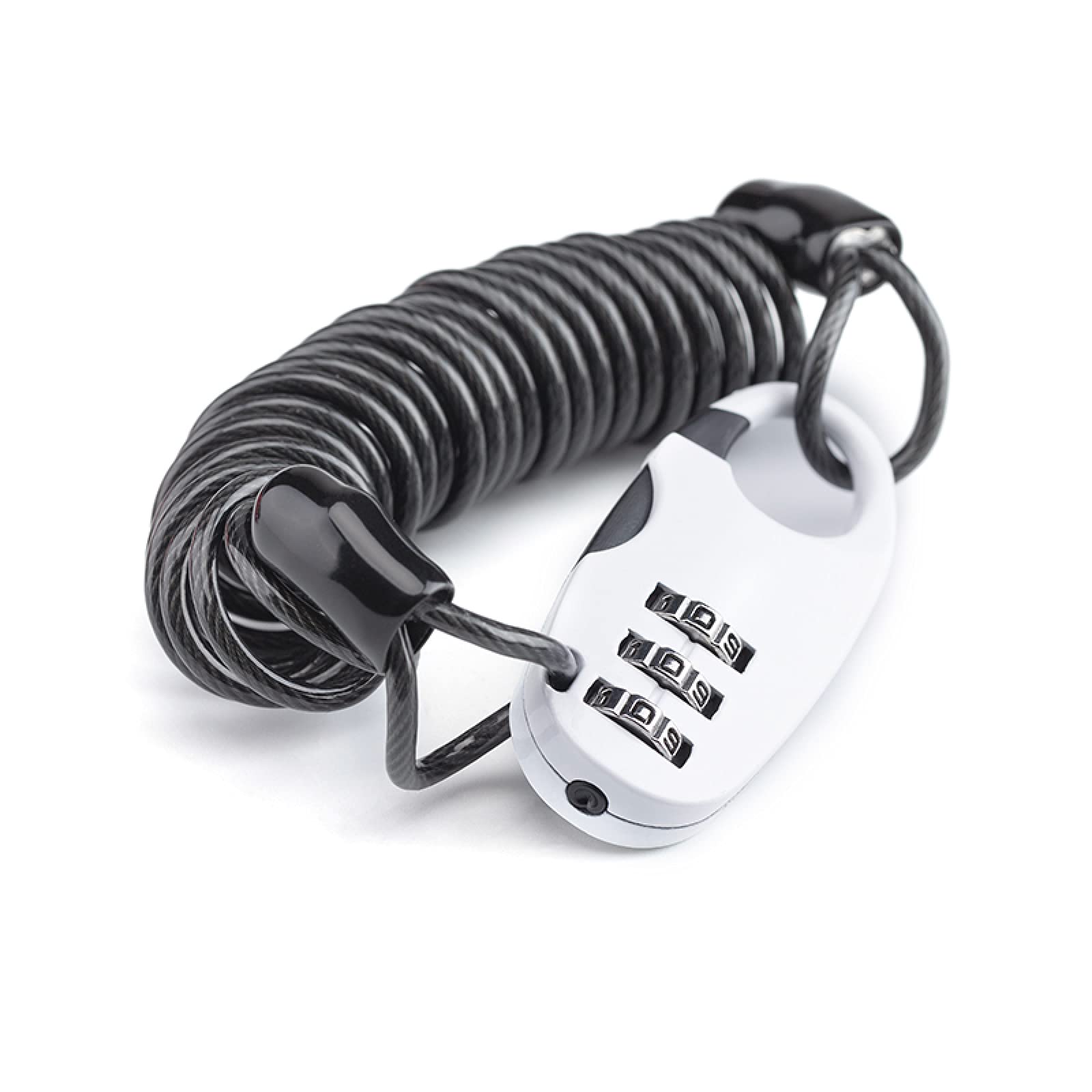 3 Digit Bike Lock - Flexible PVC MTB Helmet Lock for Cycling & Travel - White