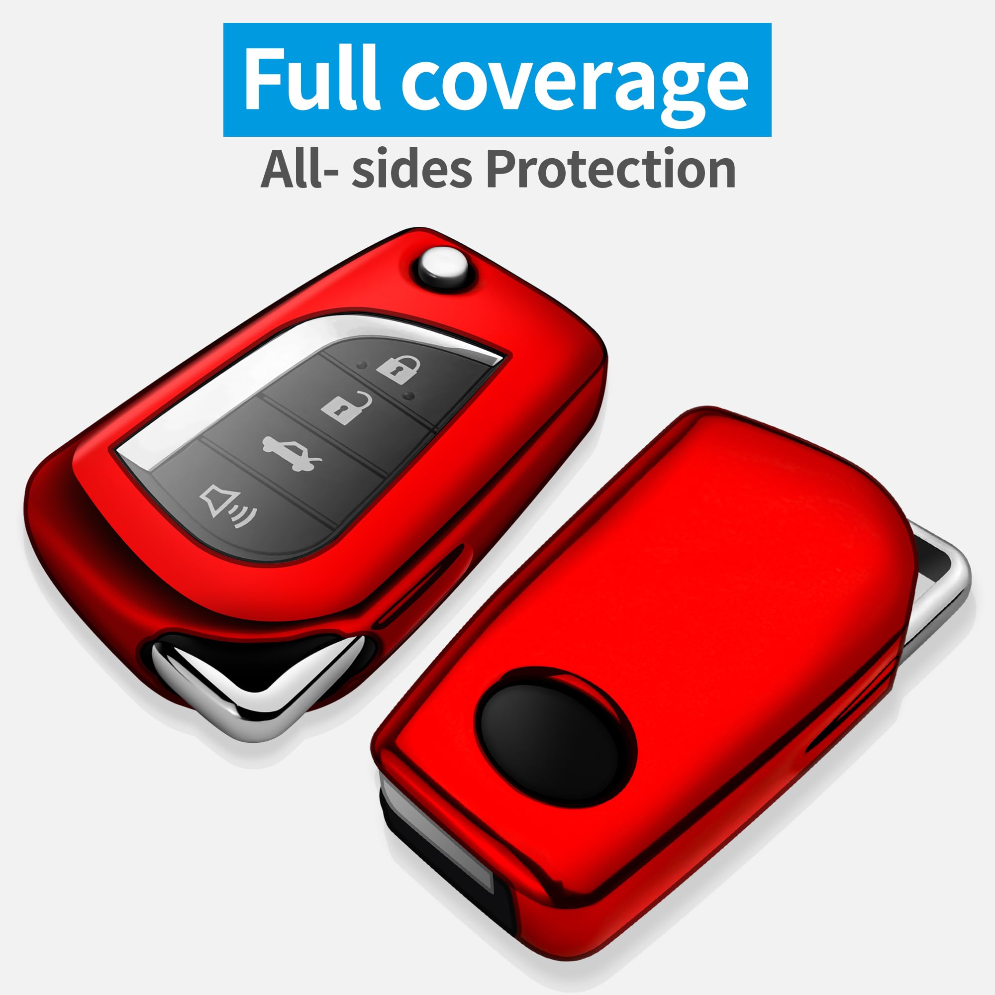 Premium Soft TPU Key Fob Cover for Toyota - Compatible with 2018-2020 Camry SE/LE, RAV4 SE, Corolla SE/LE Smart Key (Red) - Durable Protection & Stylish Design for Everyday Use