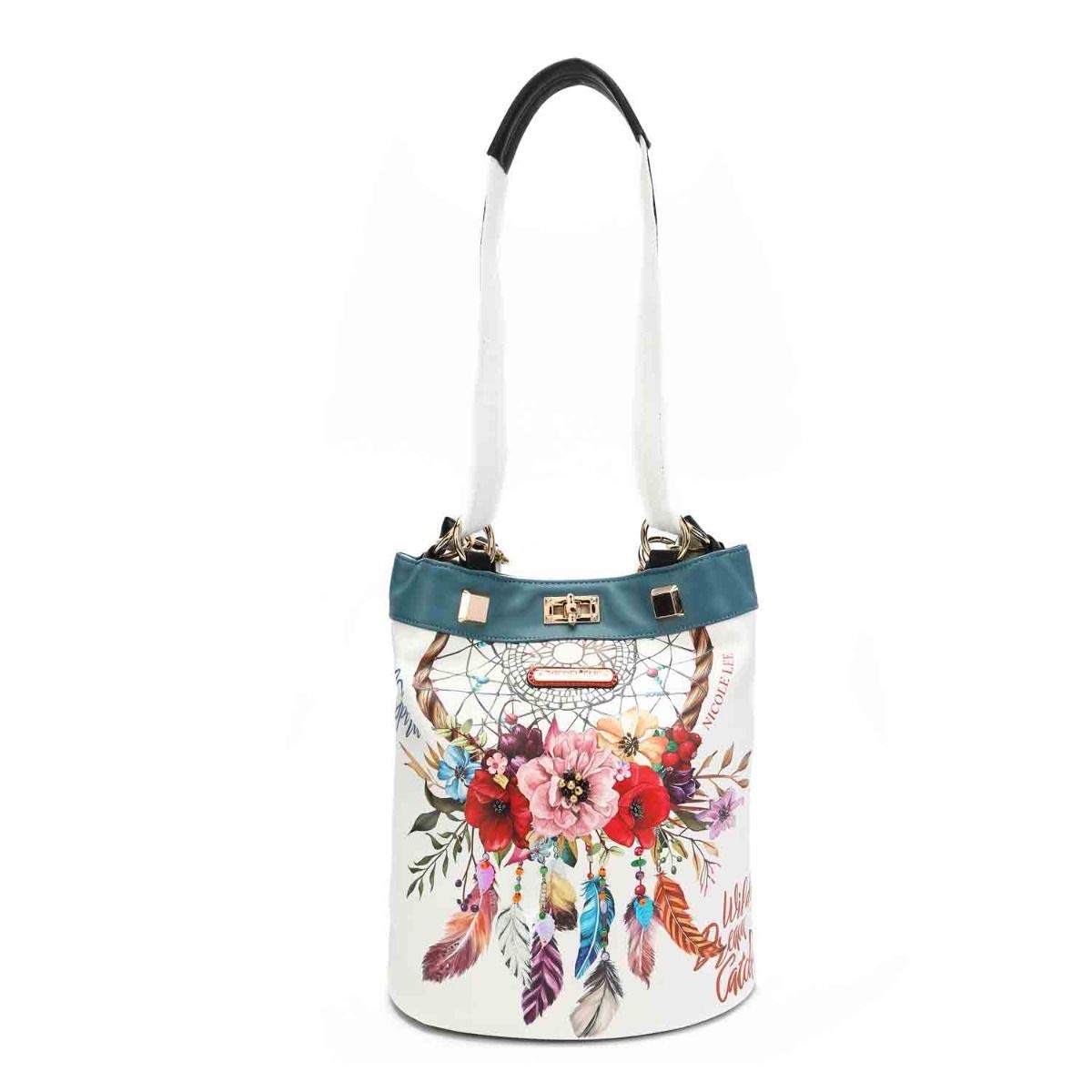 Bohemian White Print Stylish Convertible Backpack - Fashionable Crossbody & Shoulder Bag for Women, Travel, Work & Daily Use