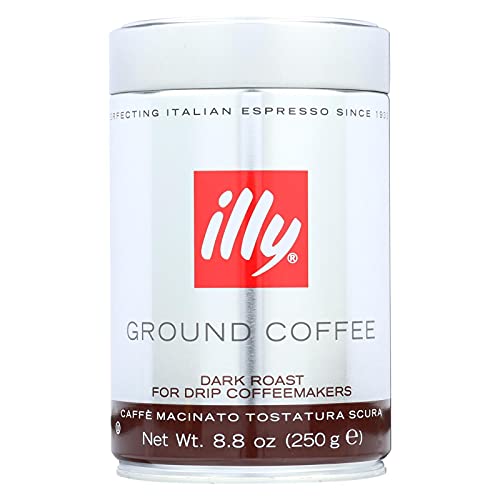 Illy Caffe Coffee Drip Dark Roast Ground Coffee - 8.8 Ounce (Pack of 6) - Premium Italian Espresso Blend for Home Brewing, Office & Gifts