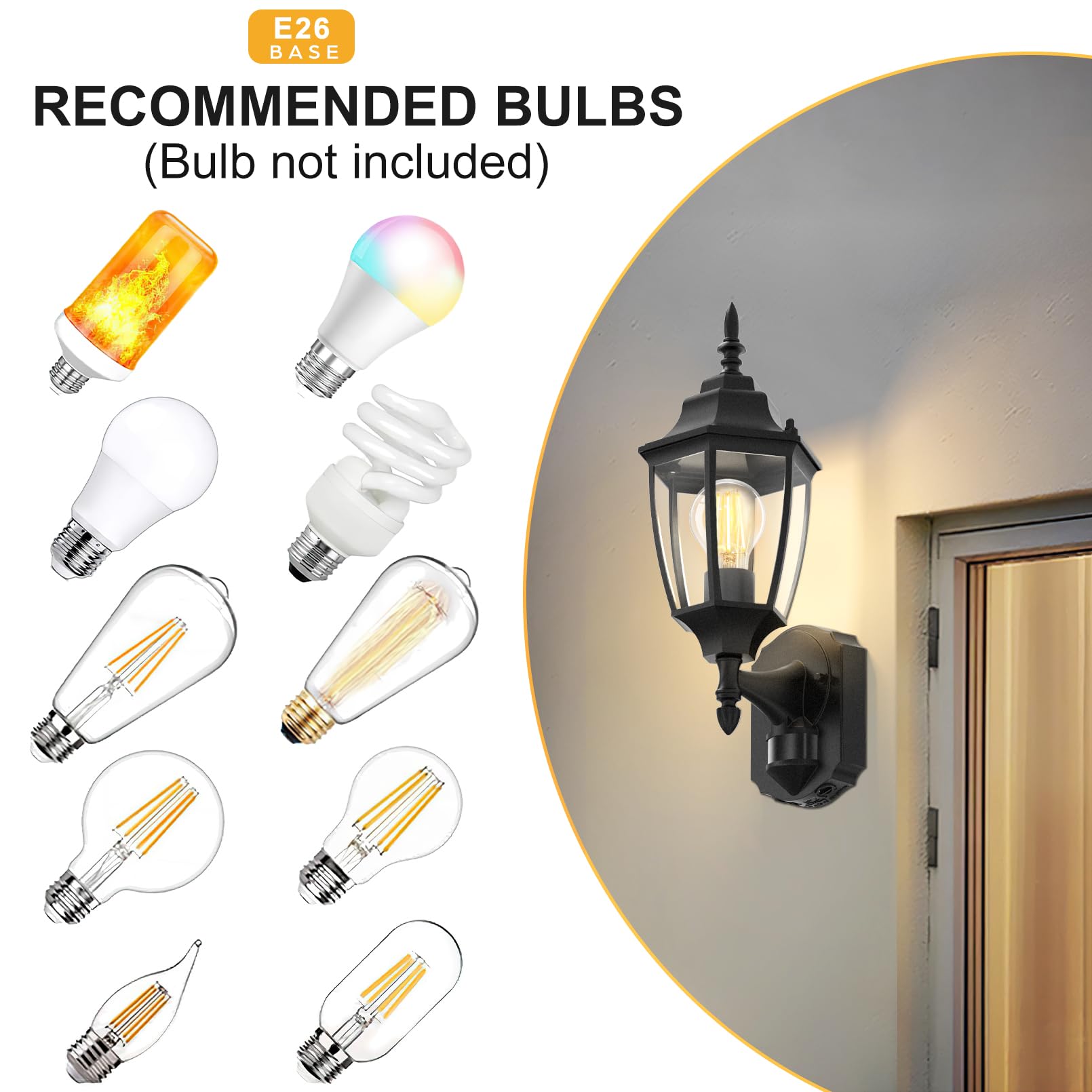 Lamomo 2 Pack Outdoor Wall Sconce with Dusk to Dawn Motion Sensor - 3 Lighting Modes, Aluminum Anti-Rust & Waterproof Exterior Light Fixture - Perfect for Porch, Patio, Front Door, Garage & Backyard Security Lighting