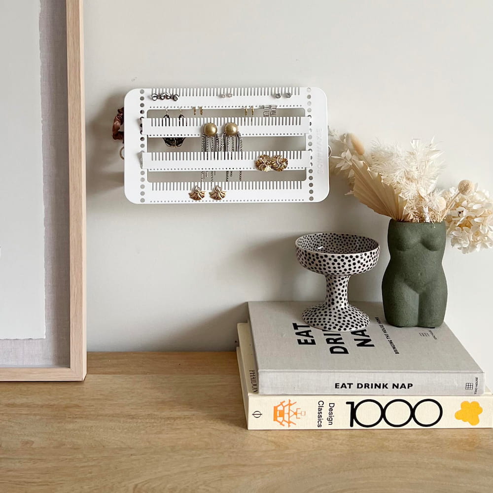 Mini Metal Jewelry Stand - White | Compact & Easy Drop Earring Holder for Necklaces, Bracelets & Rings | Perfect for Bedroom, Bathroom & Travel Organizer