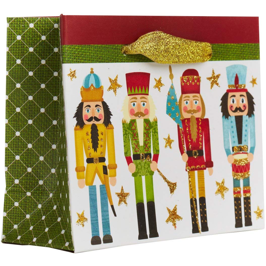 Jillson & Roberts Small Brown Paper Bags - 12 Pack Classic Nutcracker Design Gift Bags for Christmas Party Favors, Candy, Nuts & Small Treats - Perfect for Holiday Gifting, Wedding Favors and Party Decorations