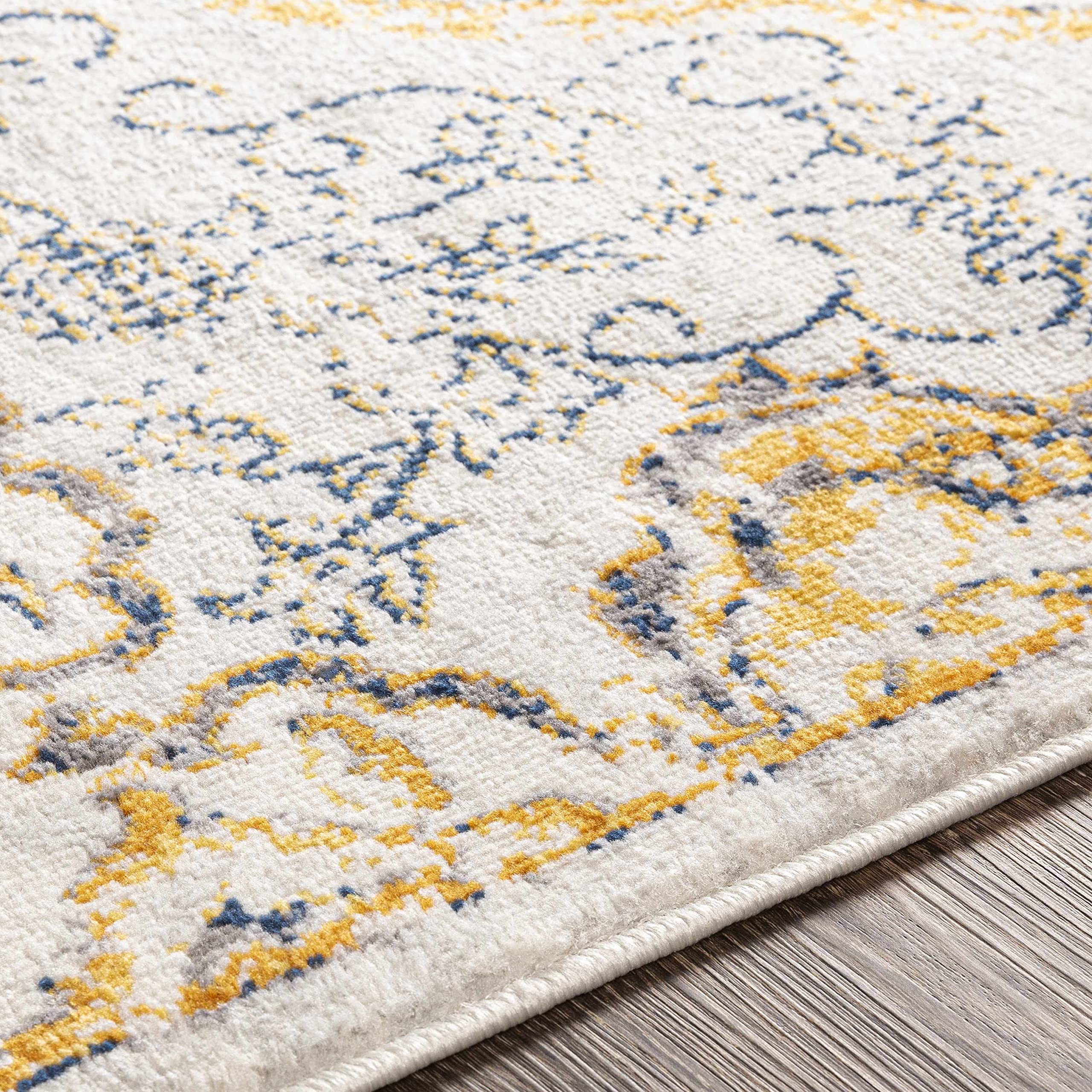 Premium Hauteloom Mehoopany Area Rug for Living Room & Bedroom - Traditional Design in Orange, Gray, Beige - 6'7