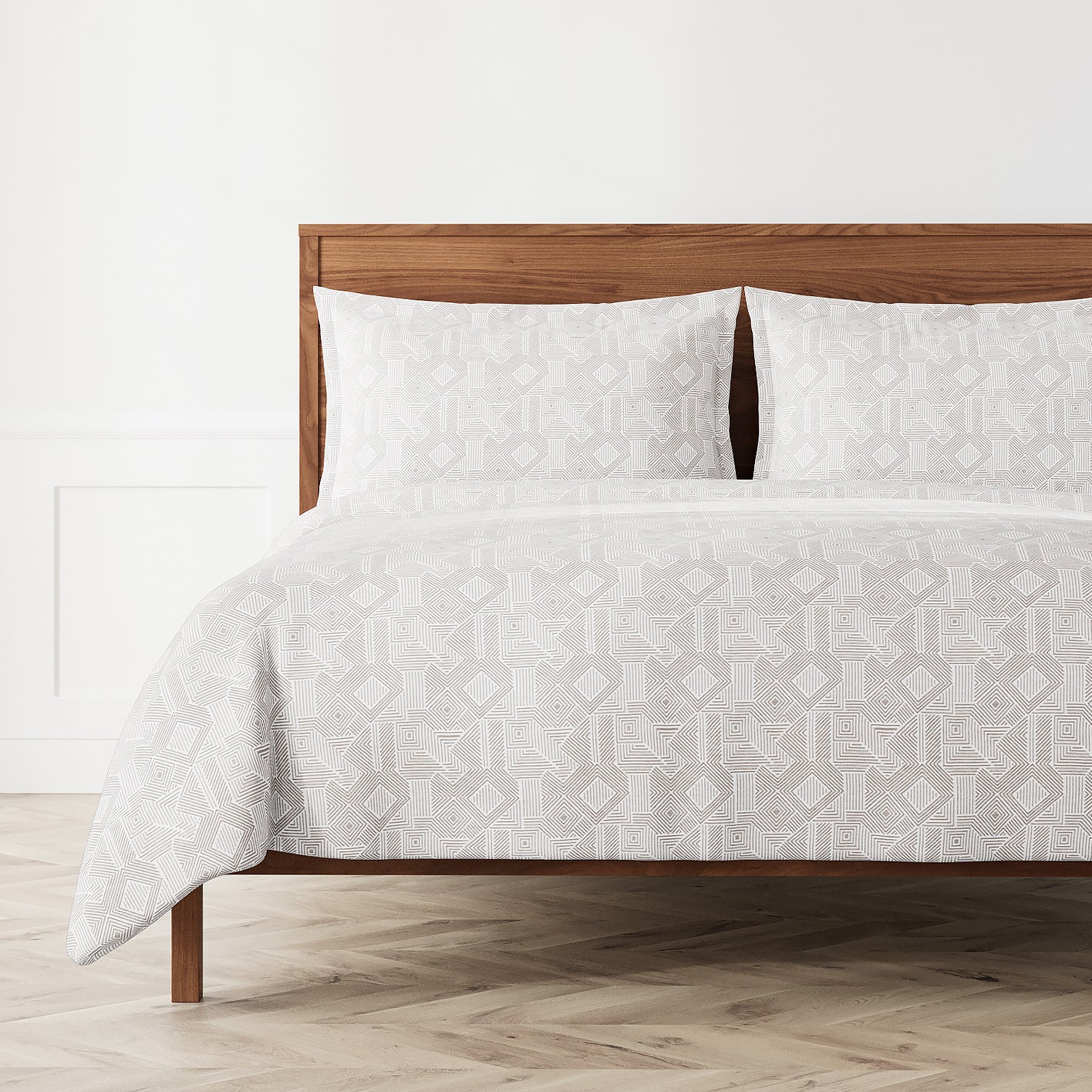 Japanese Sashiko Duvet Cover Set - 100% Cotton Traditional Stitched Bedding - Queen Size Blue & White Geometric Pattern - Perfect for Boho, Minimalist & Japandi Bedroom Decor