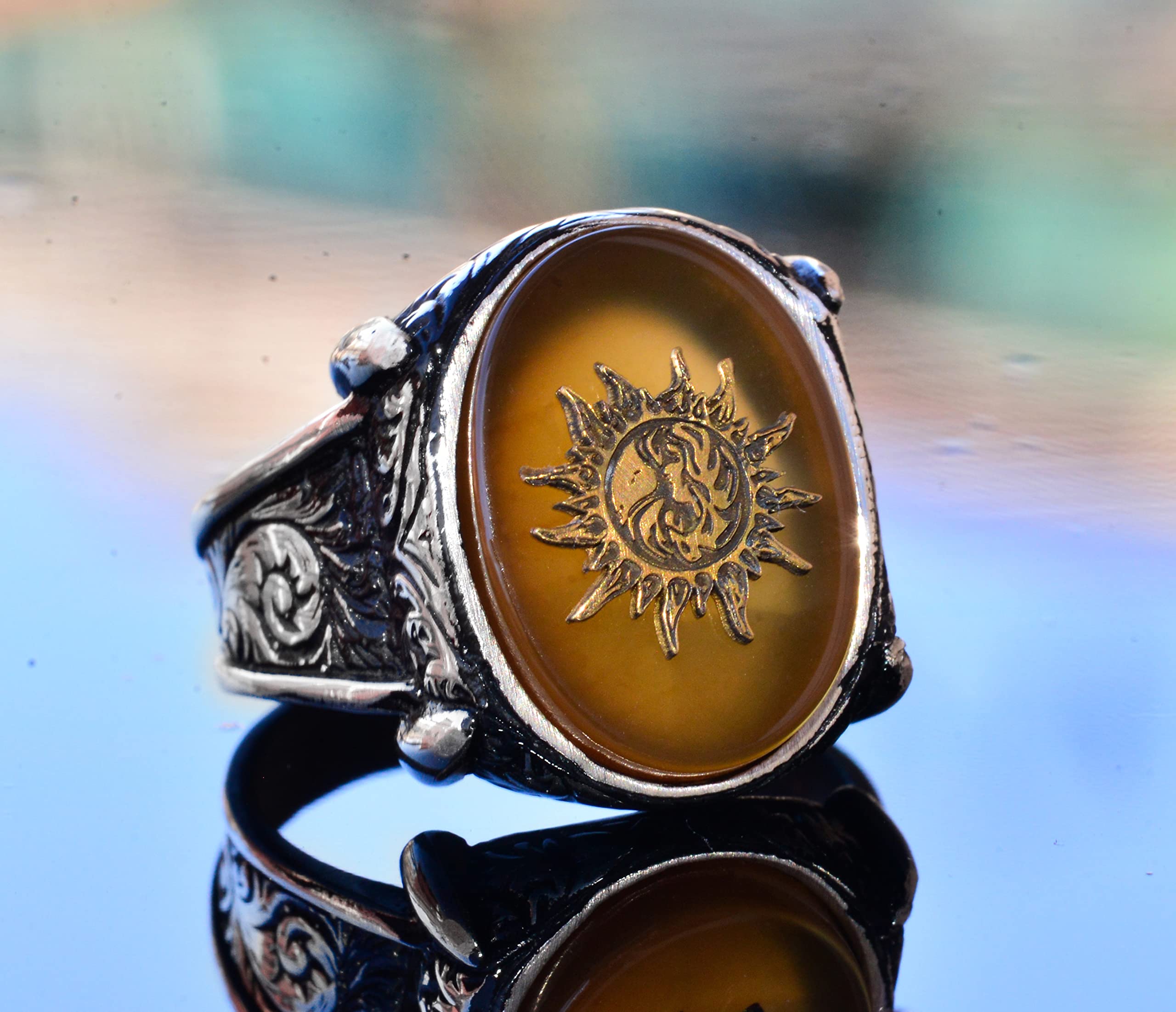 Evil Eye Ring for Men - Solid 925 Sterling Silver Masonic Ring with Protection Symbol - Perfect for Spiritual Protection, Gift Giving & Masonic Ceremonies