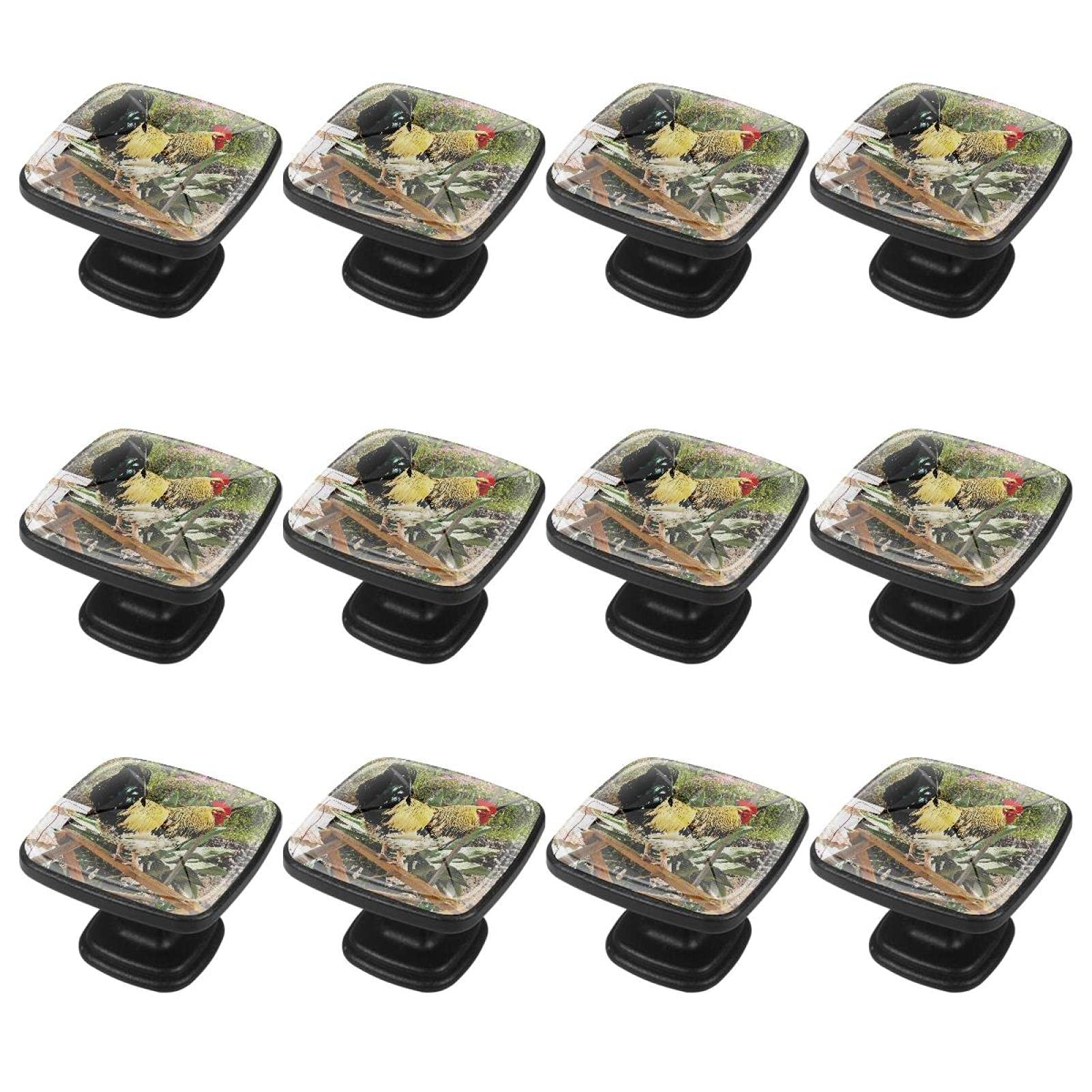 12Pcs Cabinet Handles and Knobs - Animal Poultry Picture Design for Dresser Drawers, Kitchen Cabinets & Furniture - Easy Installation Hardware for Home Decor and DIY Projects