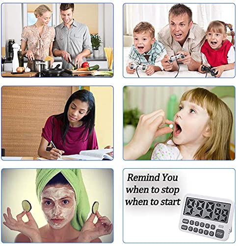 LAB Digital Kitchen Timer - Count Up/Down Stopwatch with 10 Alarms, Temperature Display, Large LCD Screen, Flashlight & Compact Square Design | Perfect for Cooking, Baking, Fitness Training, Classroom Activities & Laboratory Experiments (SASY Timer)