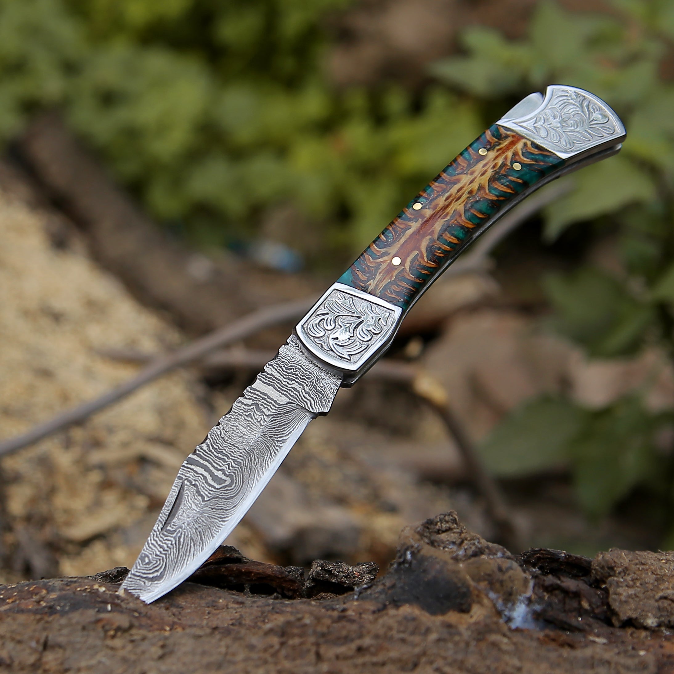 Premium Striker Pocket Knife with Natural Pine Cone Handle - Compact, Durable & Sharp for Camping, Hiking & Everyday Carry (EDC)