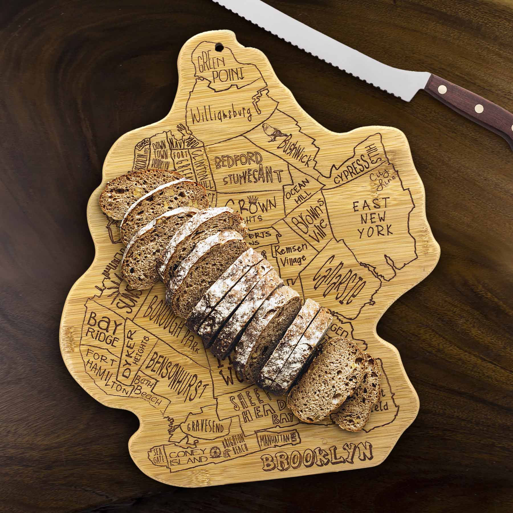 Premium Brooklyn Style Wood Cutting Board - 13.5