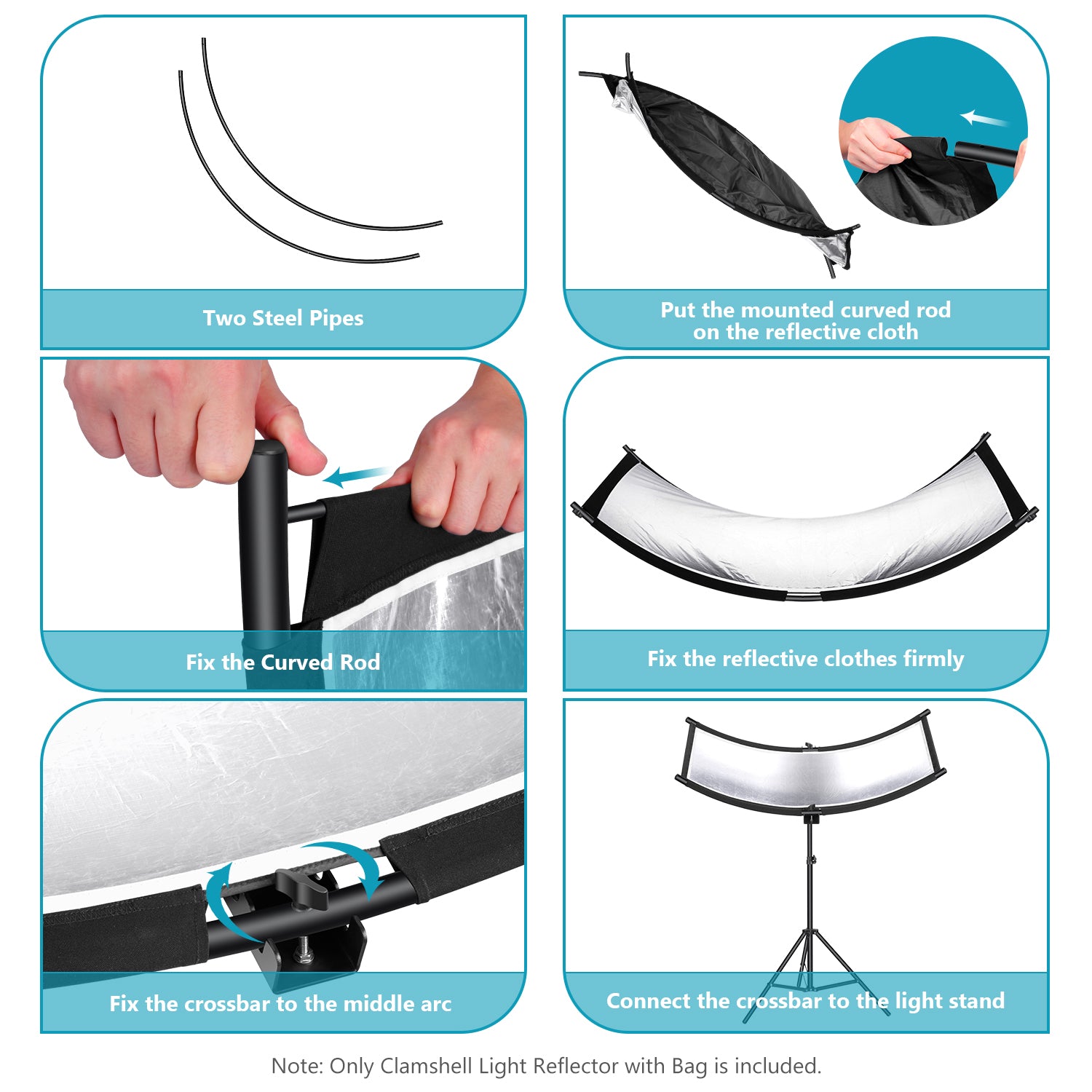 NEEWER 100x45cm 5-in-1 Collapsible Clamshell Light Reflector Diffuser for Photography, Video Shooting & Studio Lighting - Gold, Silver, White, Black & Translucent Panels