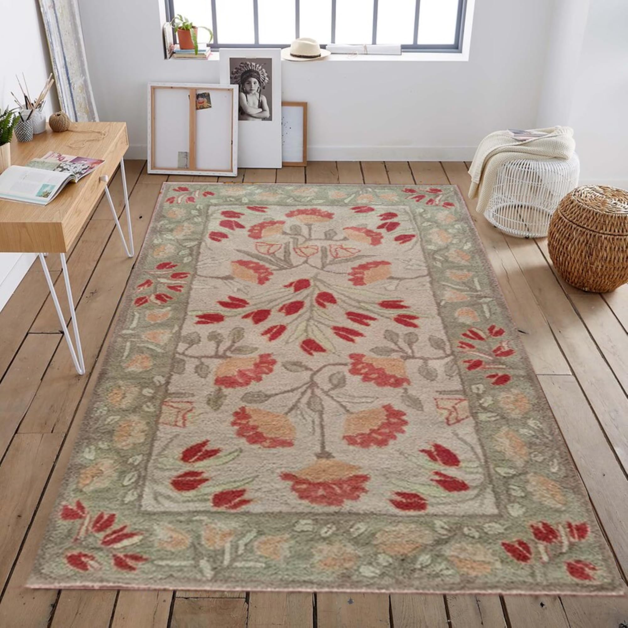 Adeline Hand Tufted Wool Area Rug 3x5 Feet - Multicolor Modern Carpet for Living Room, Bedroom, Kids Room - Soft & Durable Home Decor for Cozy Spaces & Family Gatherings