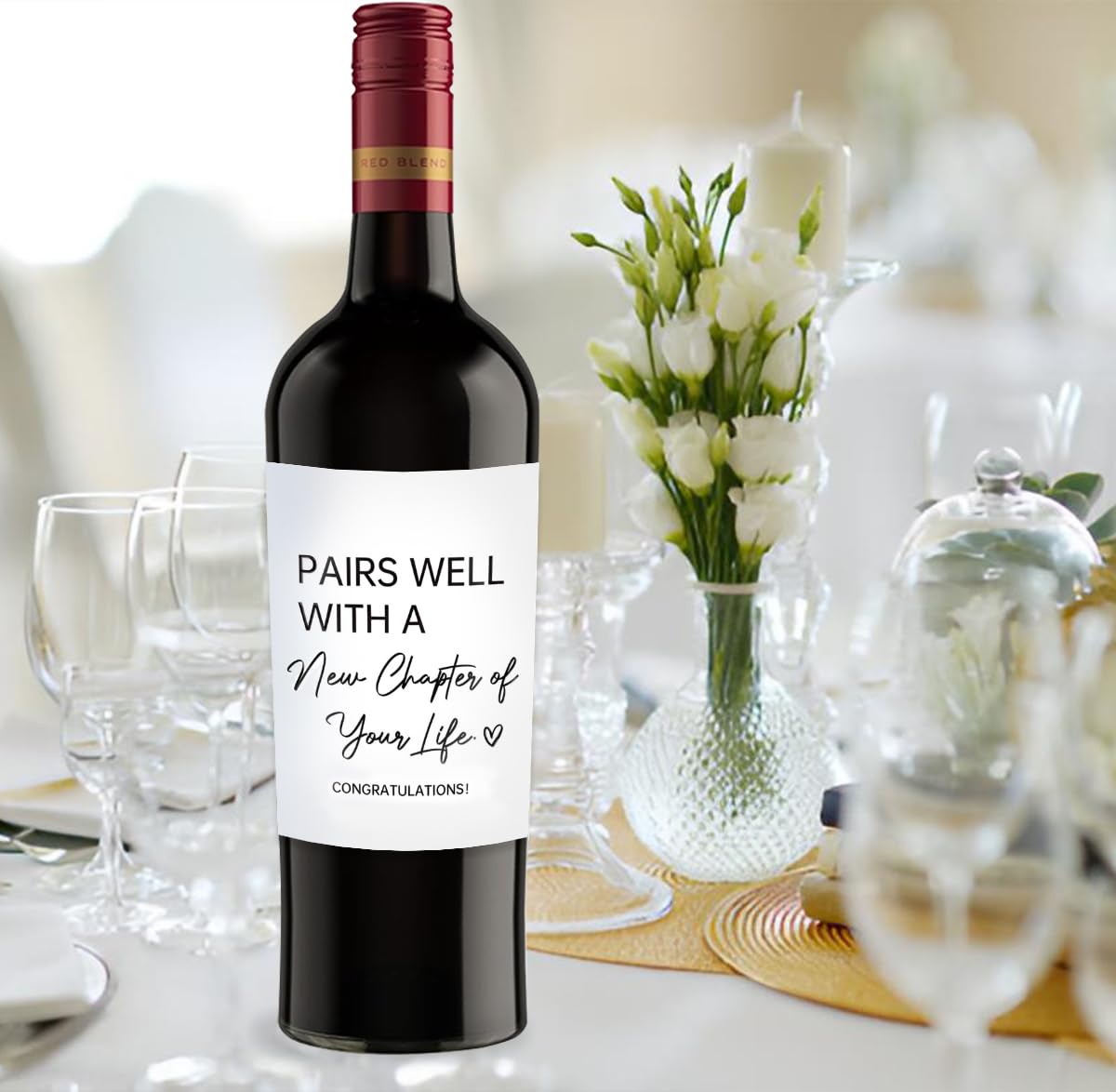 24Pcs Wine Bottle Labels - Perfect for New Beginnings, Engagement, Retirement, Housewarming & Divorce Gifts - Funny & Personalized Wine Stickers for Women & Men - Great for Parties, Celebrations & Special Occasions