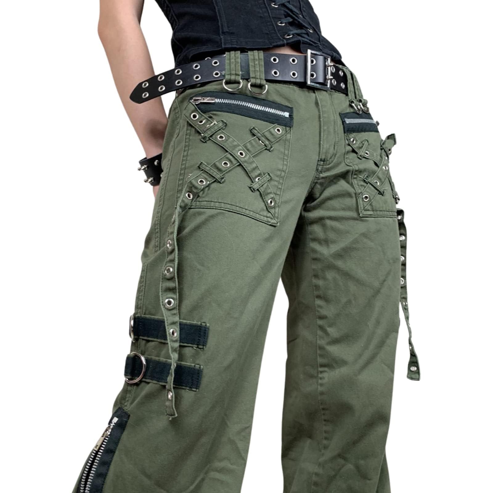 Goth Cargo Pants for Women - Harajuku Wide Leg Streetwear for Grunge Style
