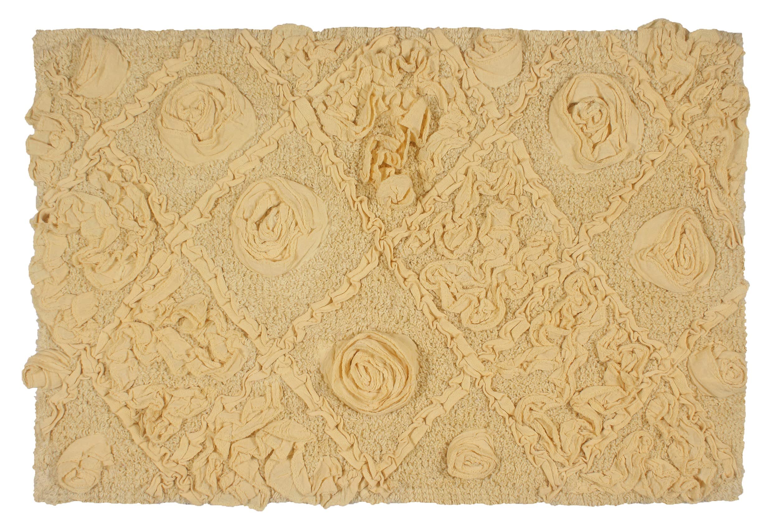 Home Weavers Modesto 100% Cotton Bath Rug Set - Ultra Soft & Absorbent Non-Slip Bathroom Mat, Washable Kitchen Rug, 21x34 Inch Rectangle Yellow - Perfect for Bathroom, Shower & Entryway Floor Protection