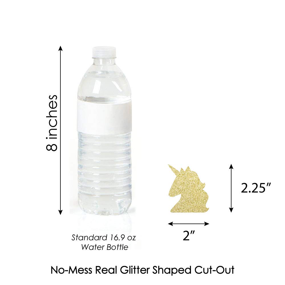 Big Dot of Happiness Gold Glitter Unicorn Cut-Outs - 24pcs No-Mess Real Gold Confetti for Magical Baby Showers & Birthday Parties - Perfect for Unicorn-Themed Decorations, Cake Toppers, and Photo Backdrops
