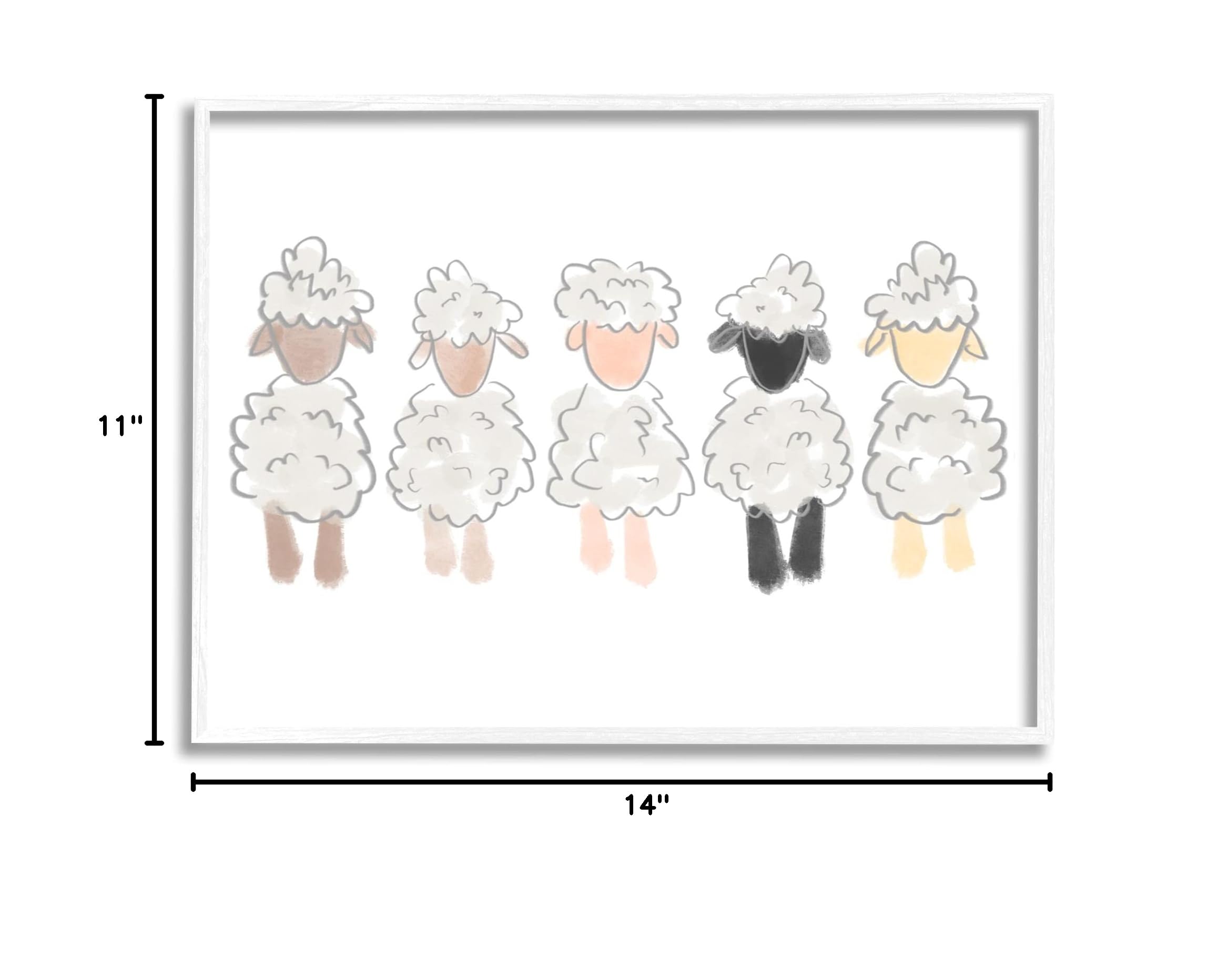 Stupell Industries Fluffy Soft Sheep Farm Animal Nursery Art - Handmade Drawing by Anna Whitham | Perfect for Baby Room Decor, Kids Bedroom Wall Art & Farmhouse Nursery Theme