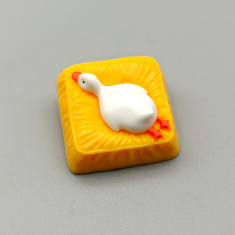 Lying Flat Duck Mechanical Keyboard - Short Switch Resin Handmade Custom Cute Creative Keycaps for Gaming, Typing & Office Work
