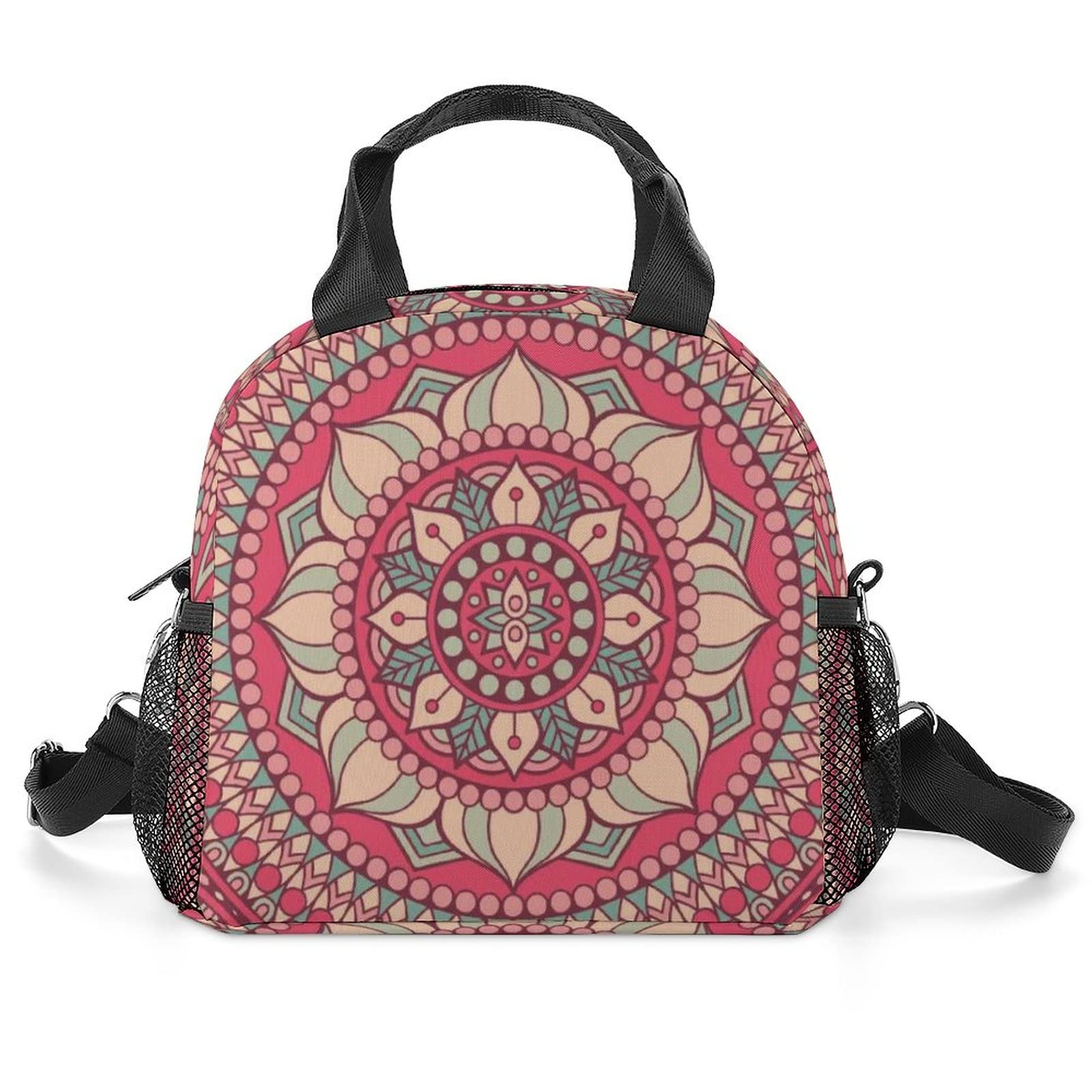 **JZDACH Insulated Lunch Bag with Mandala Floral Design - Leakproof Cooler & Warm Food Organizer for School, Office, Work - Perfect Gift for Men, Women & Teens - Ideal for Picnics, Hiking & Daily Commute**