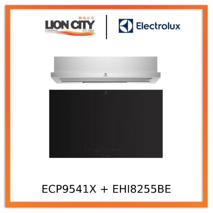 Electrolux ECP9541X 90cm UltimateTaste 300 Pull Out Extractor Hood & EHI8255BE 80cm UltimateTaste 700 Built-In Induction Hob with 2 Cooking Zones - Premium Kitchen Appliances for Modern Home Cooking