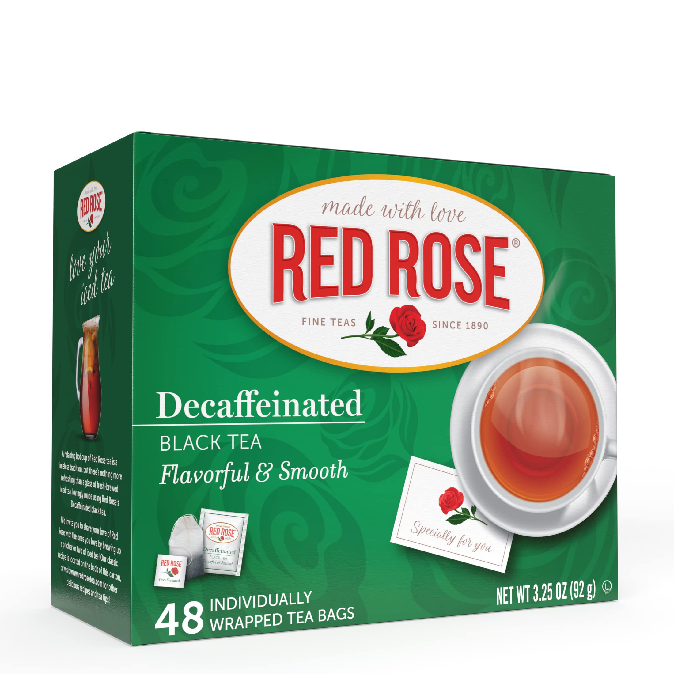 **Premium Decaffeinated Black Tea - Red Rose Naturally Decaf Strong Black Tea, 48 Individually Wrapped Tea Bags (Pack of 2) - Full-Bodied & Flavorful for Hot or Cold Brew - Perfect for Relaxation, Afternoon Tea, or Office Break**