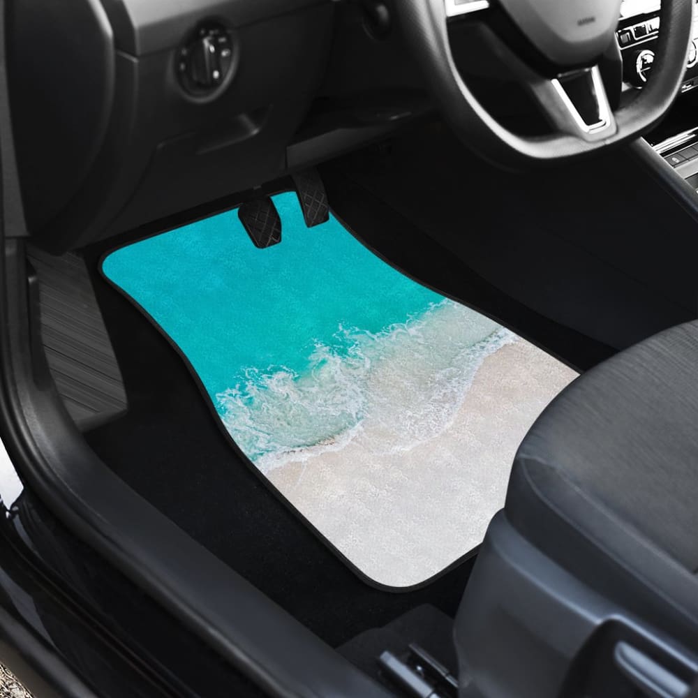 Premium Beach-Themed Car Floor Mats with Sand & Waves Design - Waterproof & Non-Slip - Perfect for SUVs, Trucks & Sedans - Great for Summer Road Trips & Beach Vacations