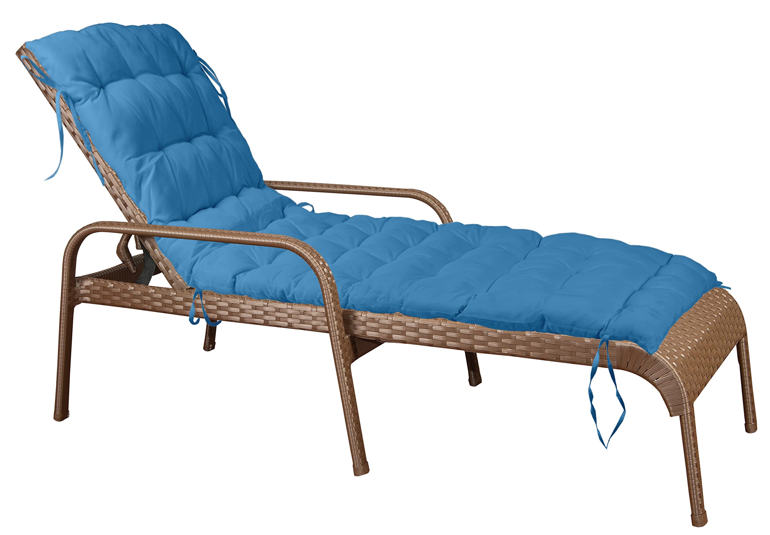 Quilted Thick Padded Rocking Chair Cushion with Ties - 74 x 23 Inches Blue - Comfortable Seat Cushion for Recliner, Chaise Lounge, Garden Bench & Outdoor Furniture - Perfect for Patio, Terrace and Relaxation