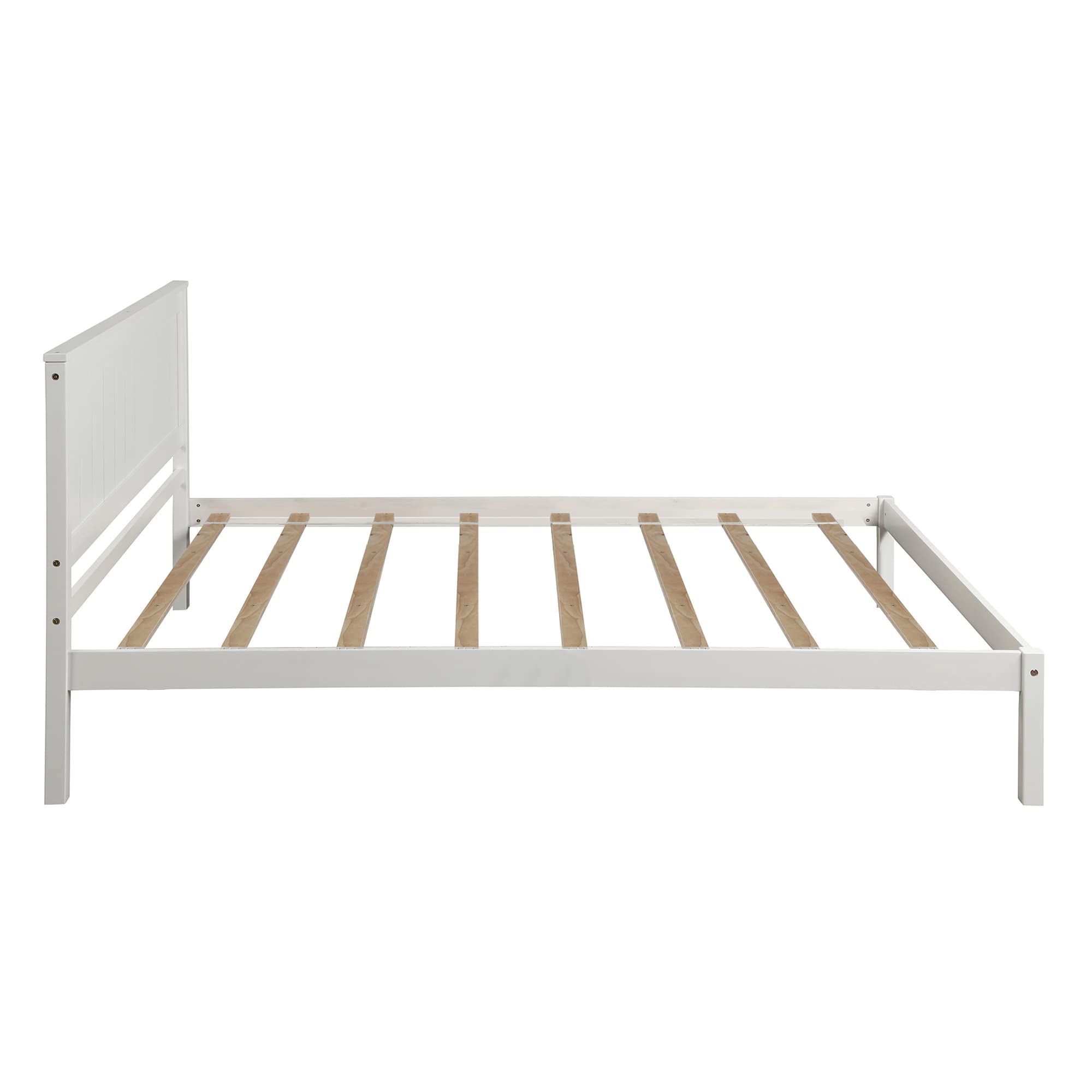 Twin Bed Frame with Headboard - Solid Wood Platform Bed, Sturdy Slat Support, Easy Assembly, No Box Spring Needed - Perfect for Kids Rooms, Guest Bedrooms & Small Spaces (White)