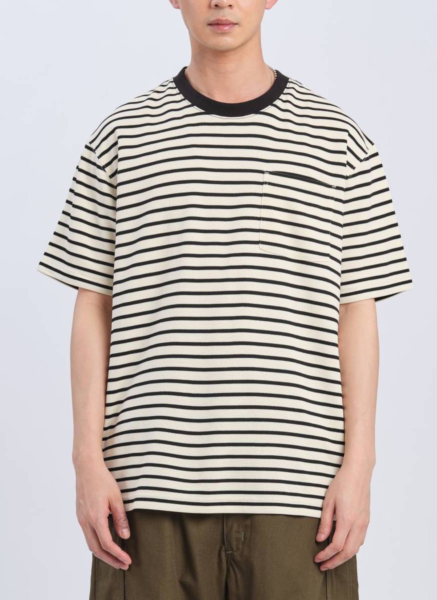 Stylish Jacquard Short Sleeve Border Top (T03) - Women's Casual Summer Blouse for Outings & Beach Wear