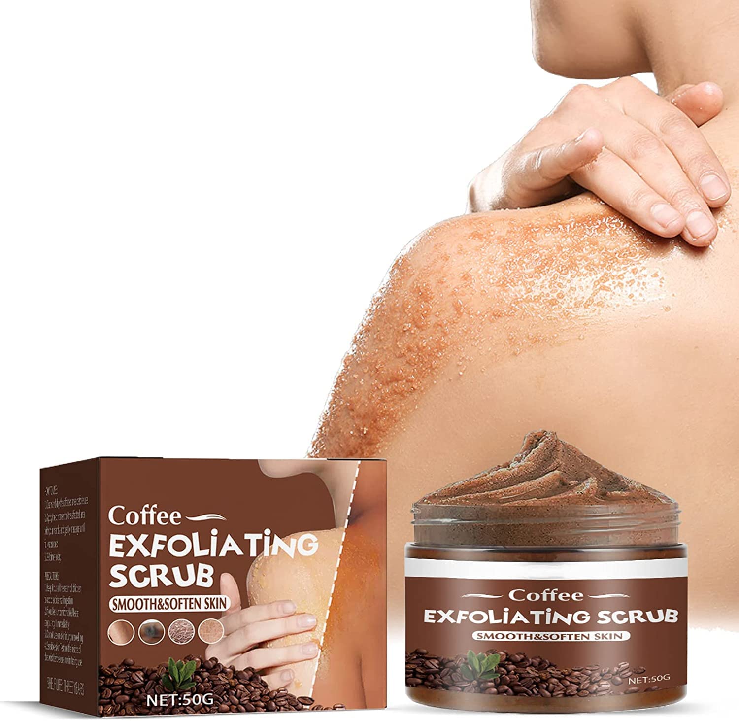 Premium Caffeine Body Scrub for Skin Brightening & Exfoliation - Coffee Infused Scrub to Reduce Melanin & Rejuvenate Skin - 50g - Perfect for Spa Day & At-Home Skincare Routine