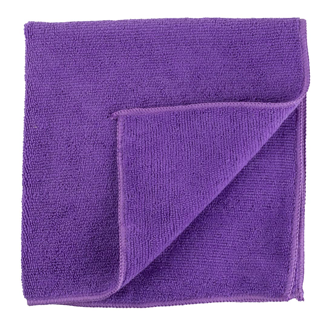 Restaurantware Clean Tek Professional 16x16 Inch Microfiber Cleaning Cloths - 100 Lint-Free, Highly Absorbent, Non-Abrasive Purple Towels for Kitchen, Restaurant, and Home Use - Reusable Multi-Purpose Cleaning Rags
