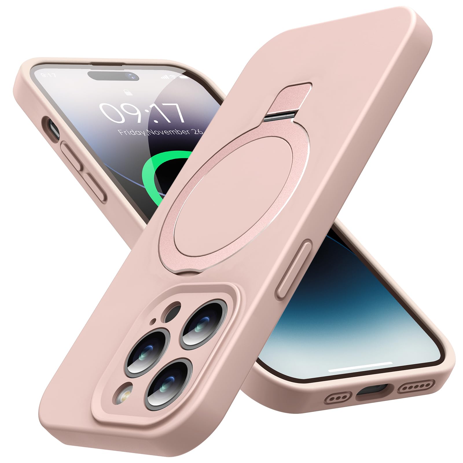 Premium Liquid Silicone iPhone 14 Pro Case with MagSafe Compatibility & Built-in Stand - Ultra Soft Slim Protective Cover for 6.1