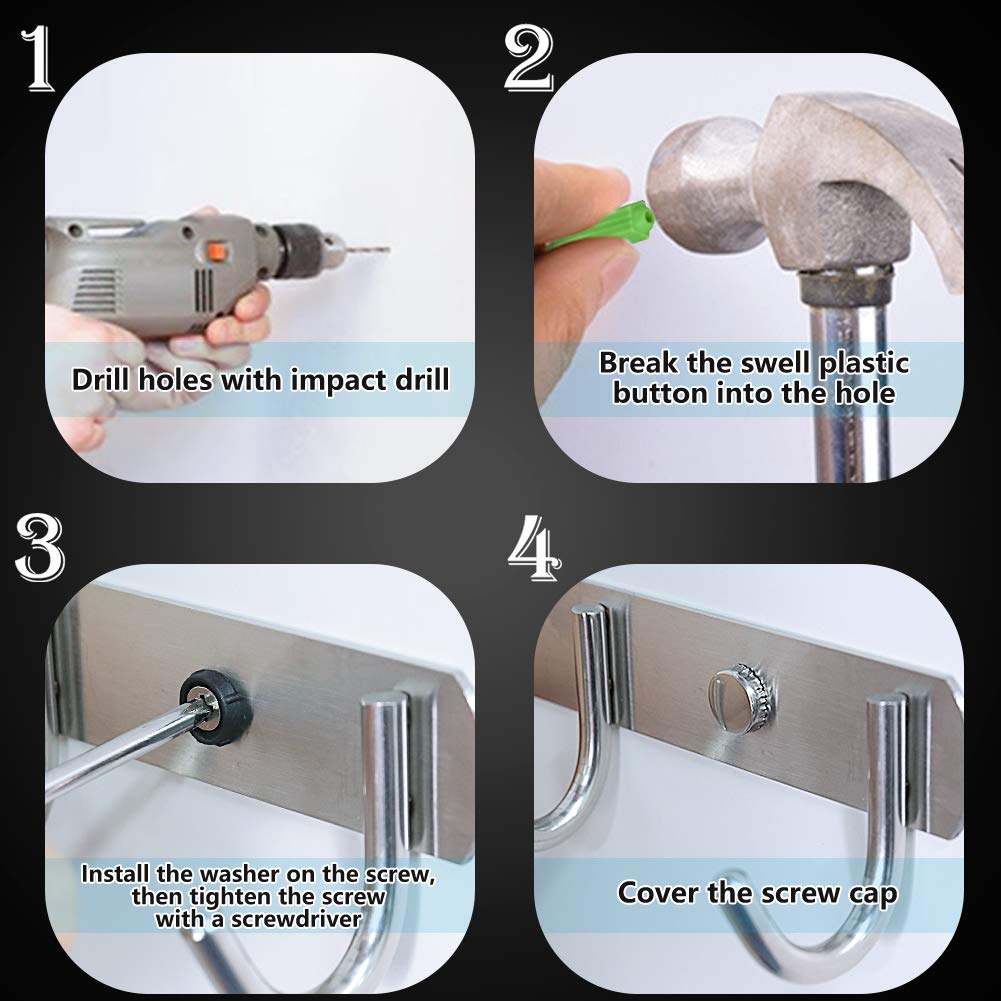 Premium 3-Hook Wall Mounted Coat Rack - Heavy Duty Stainless Steel Towel & Key Holder for Bathroom, Kitchen, Entryway - Organize Coats, Belts, Hats, Headphones & More (2-Pack) - Ideal for Small Spaces & Modern Home Decor