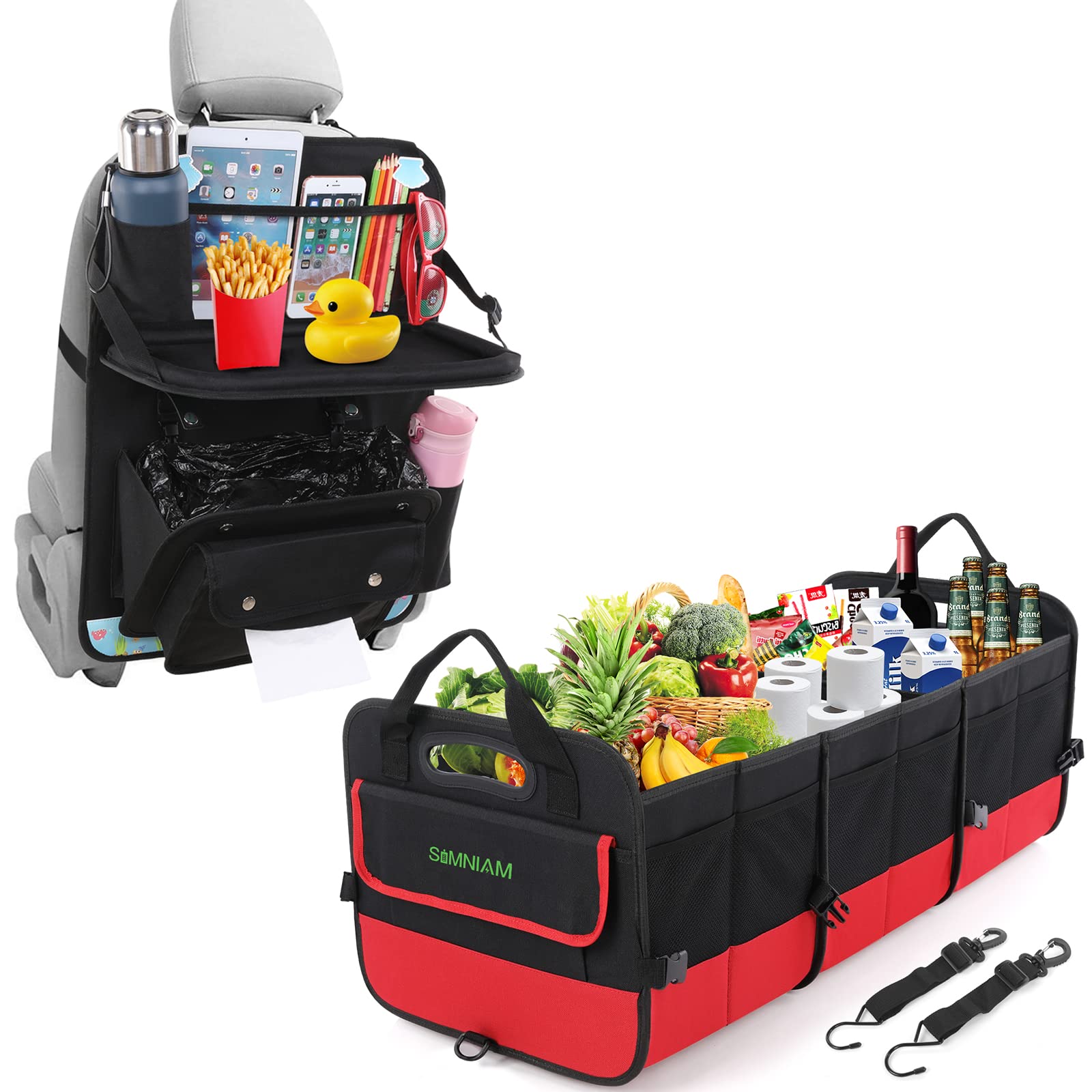 Large Car Trunk Organizer & Backseat Organizer Set - Premium Storage Solutions for SUVs, Sedans & Road Trips - Perfect for Travel, Groceries & Kids' Toys