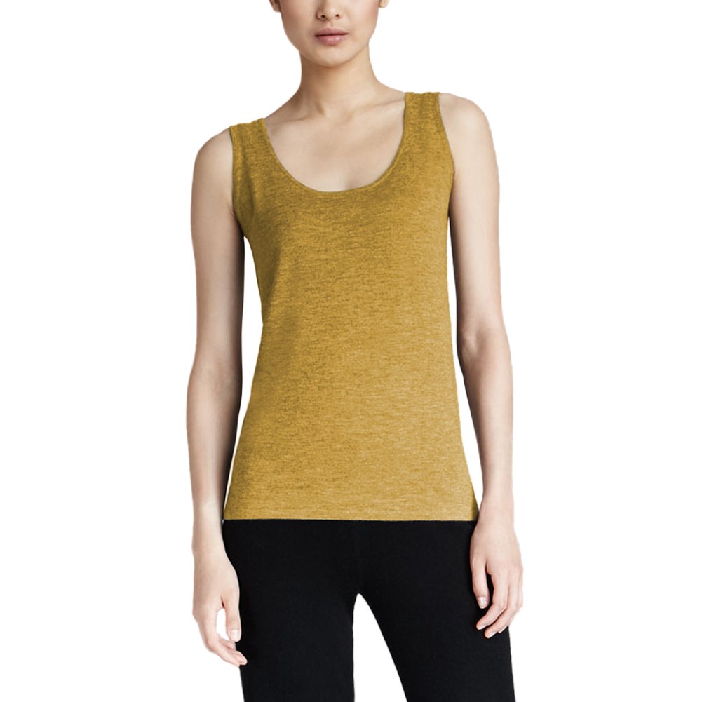 Parisbonbon Women's 100% Cashmere Scoop Neck Tank Top - Soft & Luxurious Goldenrod Color, Plus Size 5X - Perfect for Layering, Office Wear & Casual Outfits