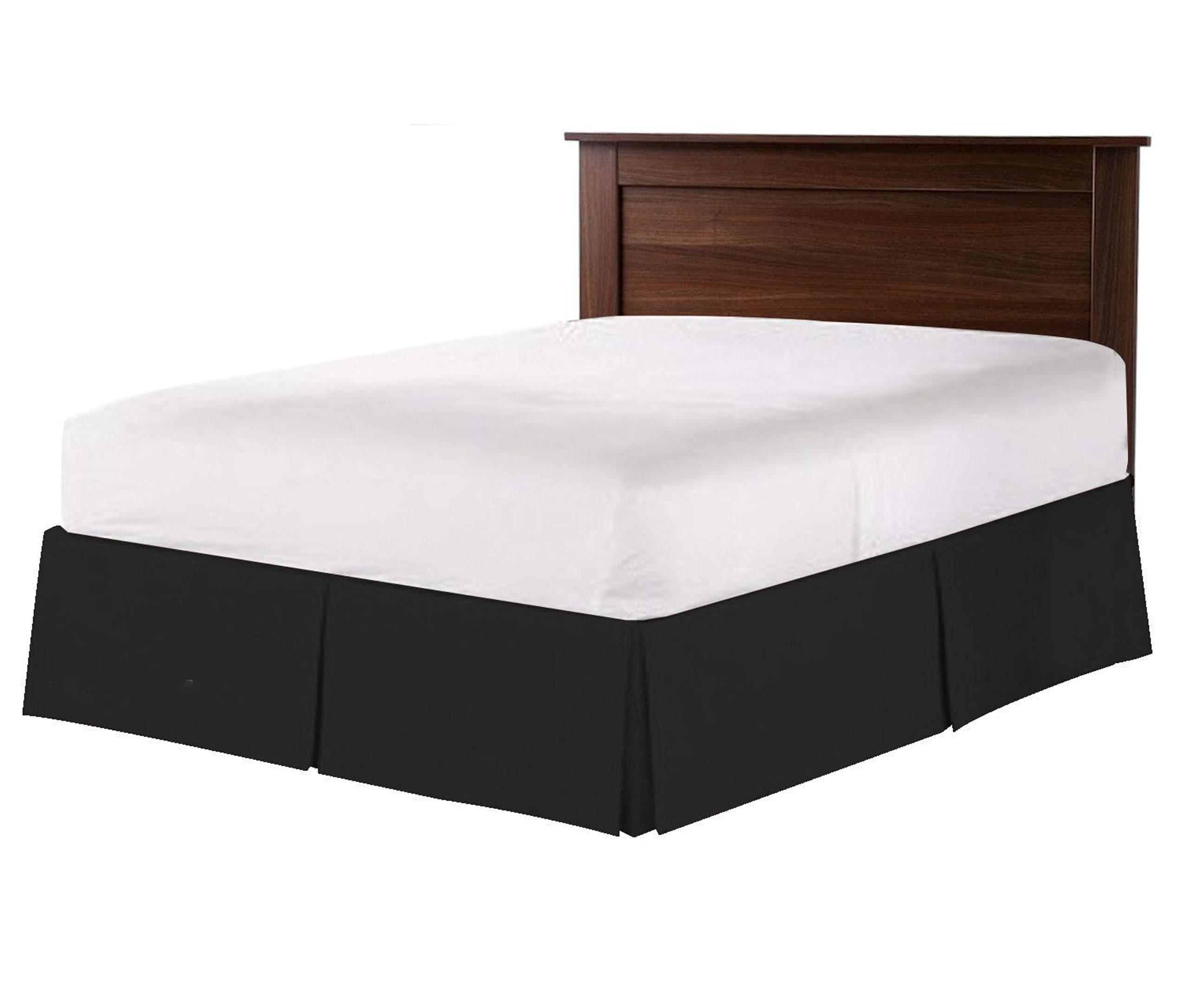 Box Pleated Bedskirt - Split Corner Olympic Queen Size Dust Ruffle - 100% Egyptian Cotton 800 Thread Count - 12