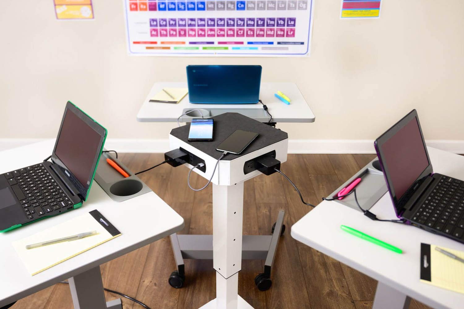 Offex White Mobile AC and USB Charging Tower - Fast Charging Station for 16 Devices | Perfect for Home, Office, and Travel Use