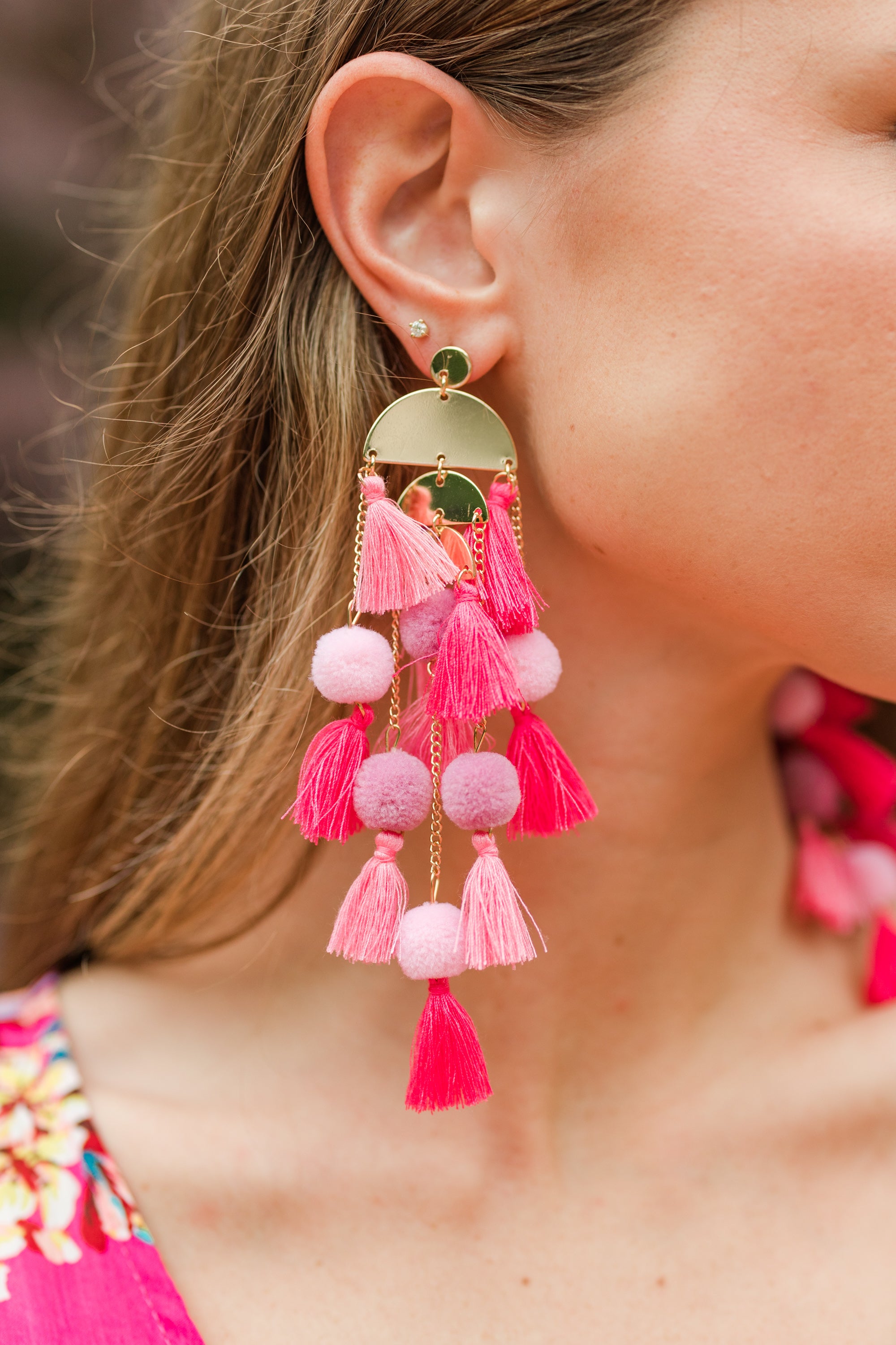 Stylish Pink Tassel Statement Earrings for Women - Trendy Dangle Drop Jewelry for Parties, Weddings & Special Occasions