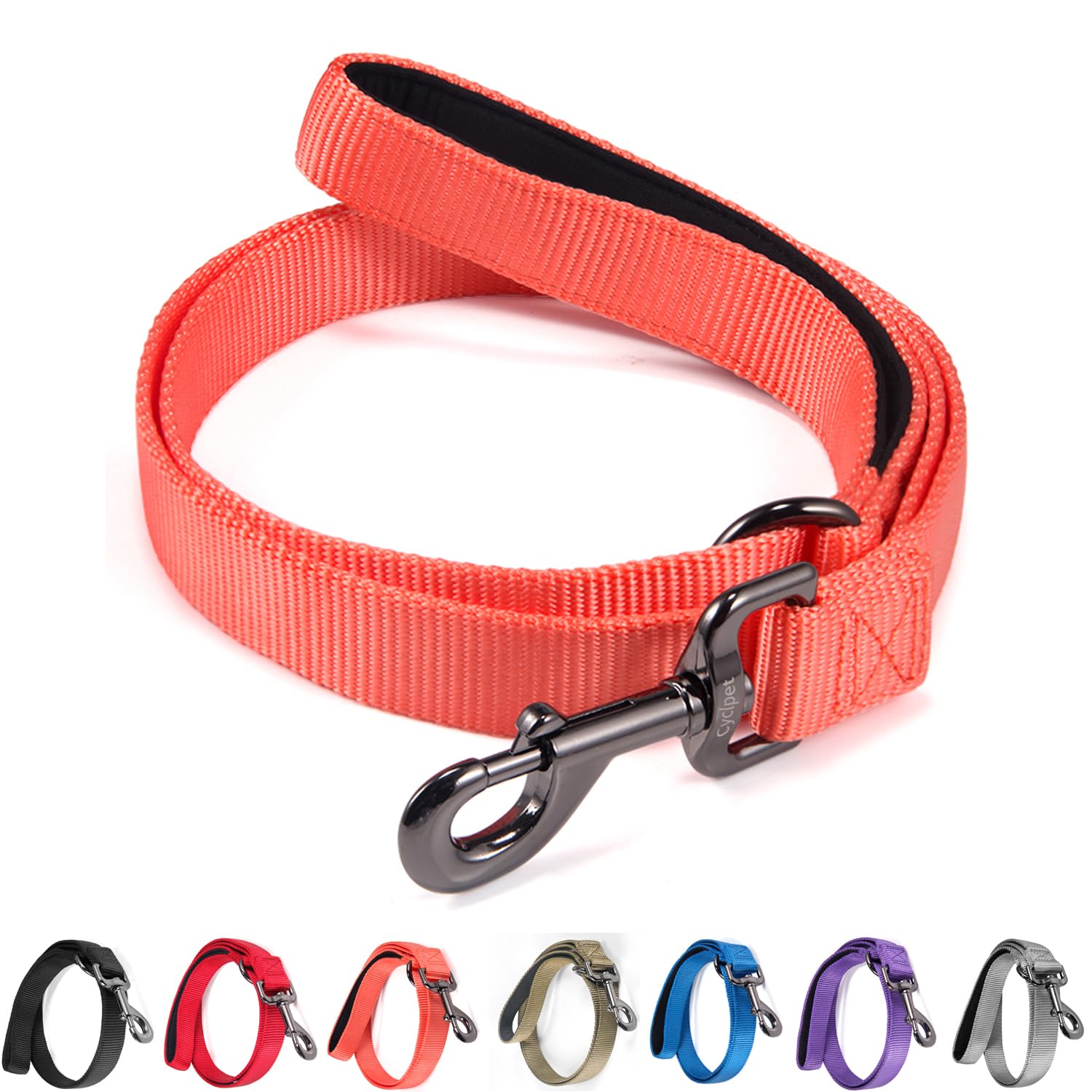 Premium 4ft Nylon Dog Leash with Comfort Padded Handle - Durable Pet Lead for Small & Medium Dogs - Perfect for Walking, Training, Hiking, Jogging & Outdoor Adventures (Living Coral, 4ft Length × 5/8in Width) - Ideal for Daily Walks, Park Visits & Travel with Your Pet