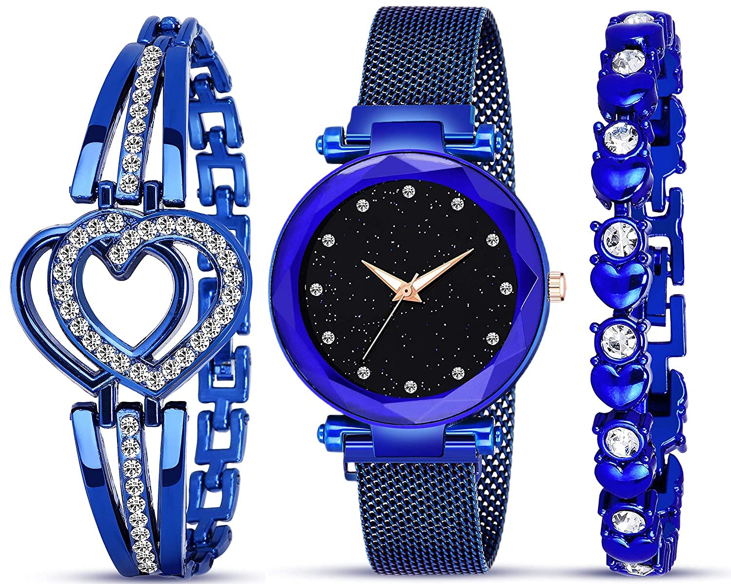 R1O Diamond Studded Analog Watch for Women - Stylish Combo of 3 Watches for Daily Wear & Gifts