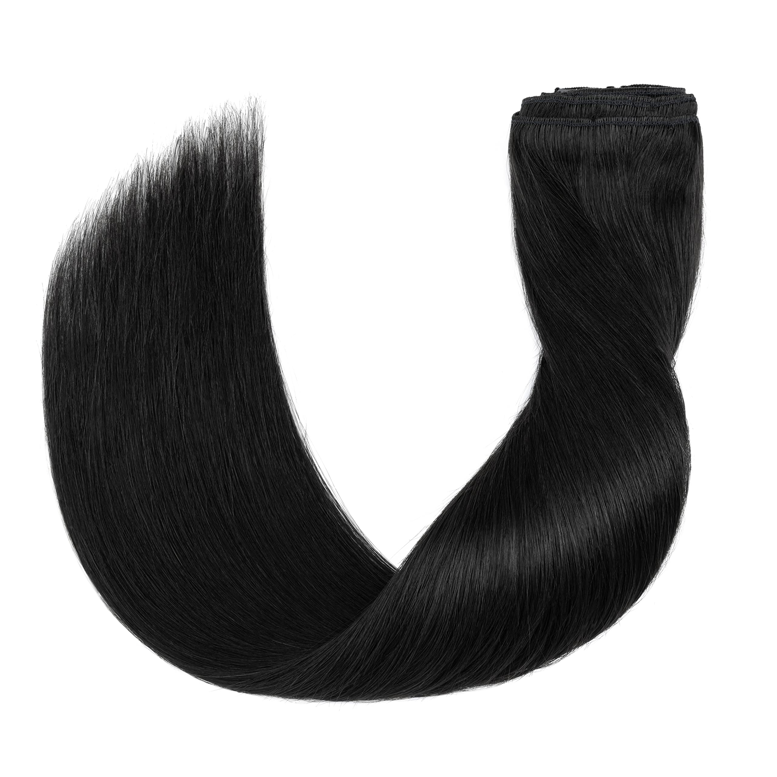S-noilite Clip in Hair Extensions 18 Inch 8pcs - 100% Real Human Hair, Jet Black, Double Weft, Straight Style (140g) - Perfect for Volume, Length & Styling for Parties, Weddings & Daily Wear #1