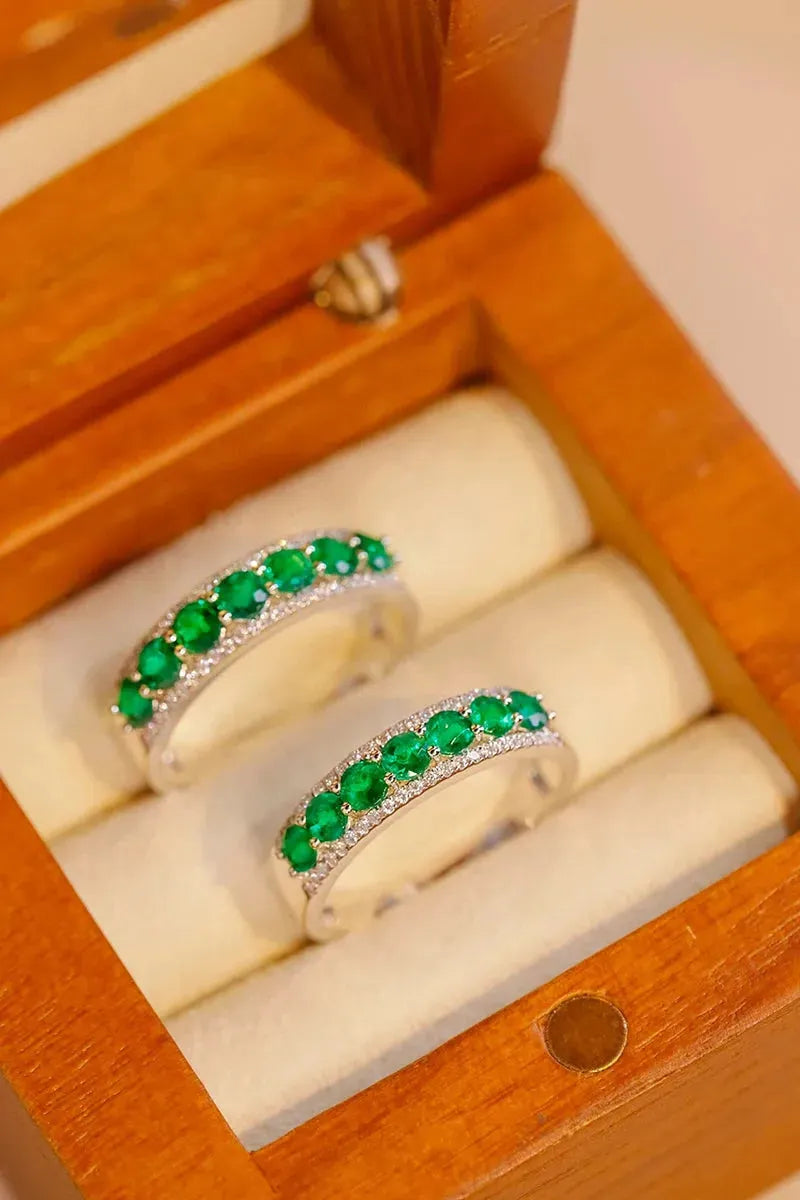 18K White Gold Emerald and Diamond Swat Ring for Women | Luxury Fashion Jewelry | Perfect for Parties, Weddings & Special Occasions