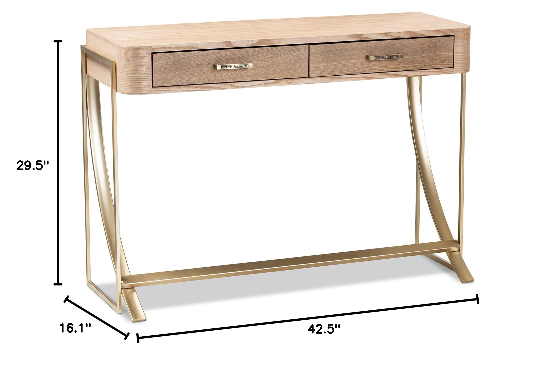Baxton Studio Modern Console Table - Natural Brown & Gold Finish - Entryway Sofa Table for Living Room, Hallway, or Bedroom Decor