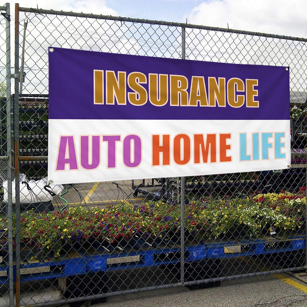 Durable Vinyl Banner 48x96 Inches - Weatherproof Outdoor Sign for Insurance, Auto, Home, Business & Yard - White with 8 Grommets (Multiple Sizes Available) - Perfect for Events, Advertising & Industrial Use