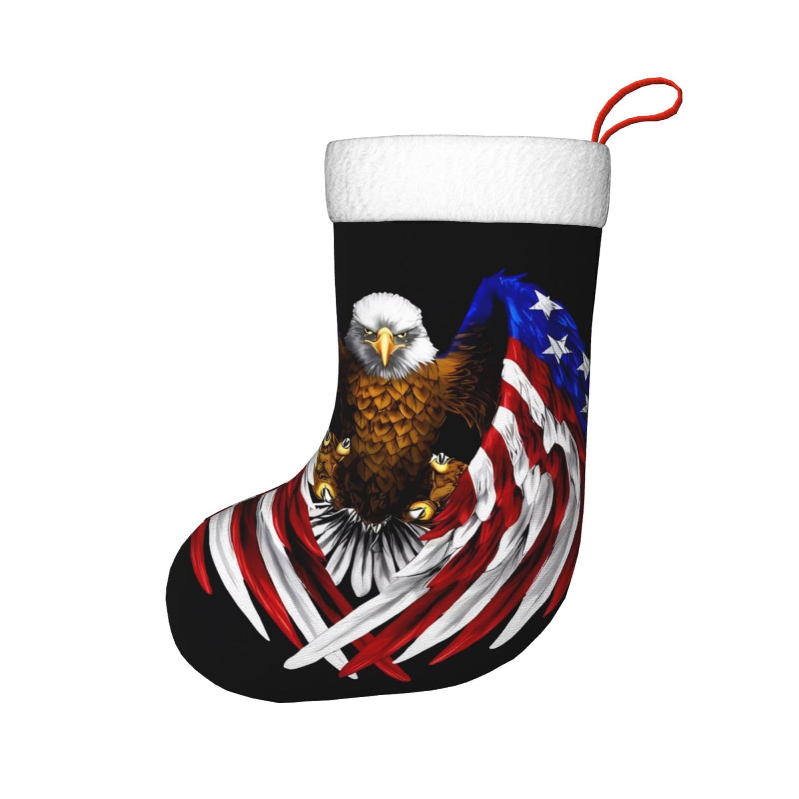 Personalized Christmas Stocking with USA Flag & Patriotic Eagle Design - 18 Inch Large Xmas Stocking for Fireplace Decor | Perfect for Holiday Home Decor, Gift Exchange & Festive Christmas Celebrations