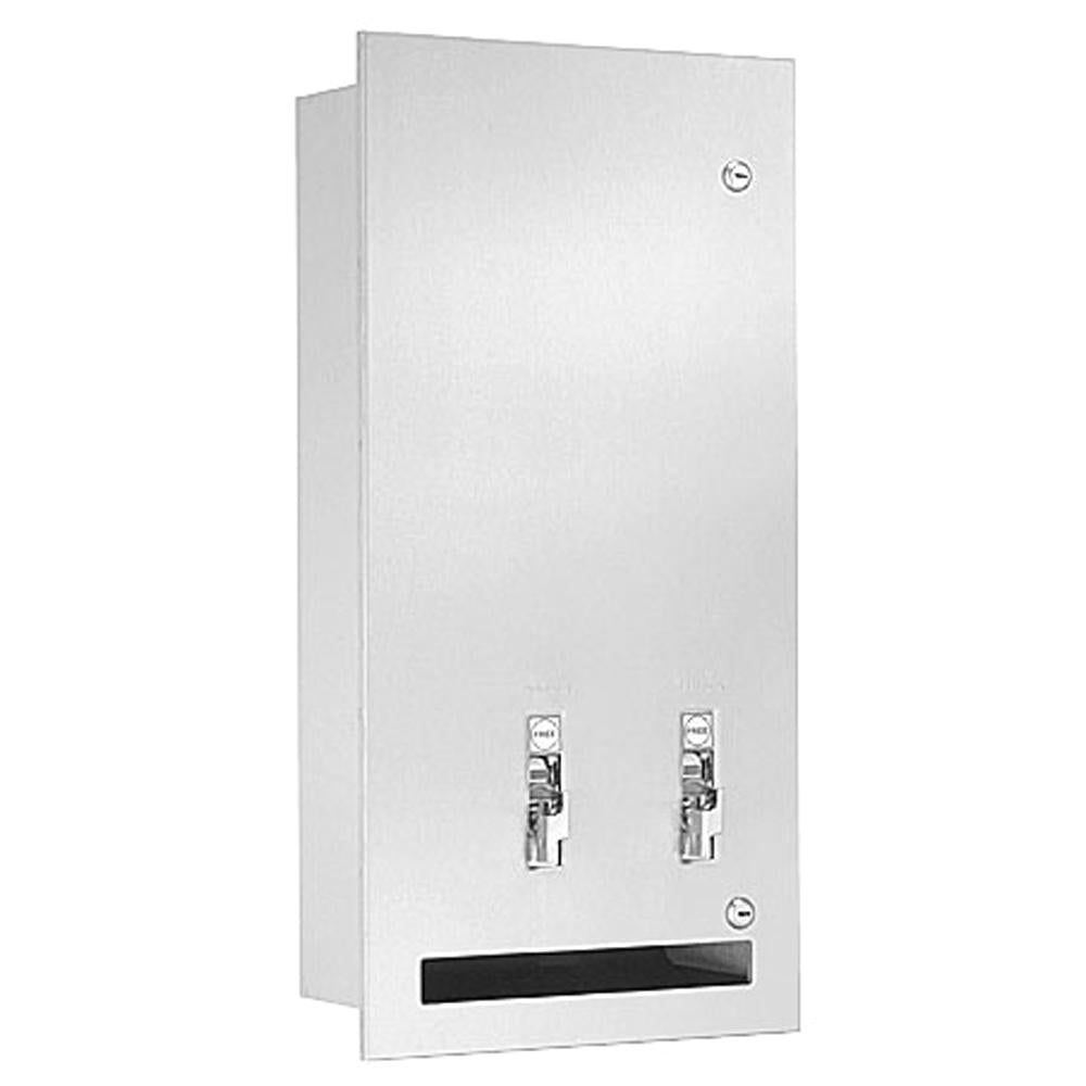 Bradley 4017-11 Contemporary Surface Mounted Sanitary Napkin & Tampon Dispenser - Satin Finish | Ideal for Women's Restrooms, Office Bathrooms & Public Facilities