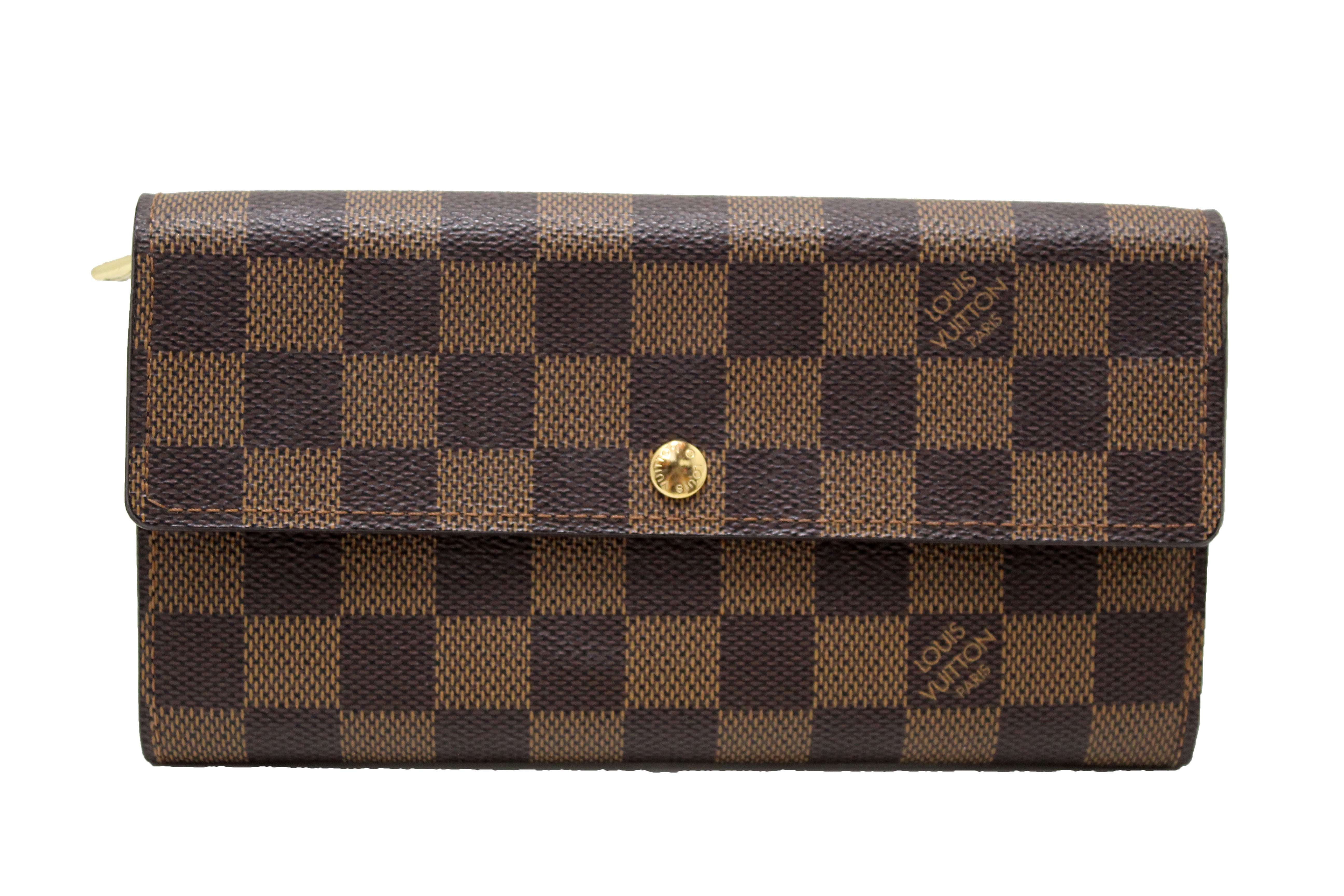 Authentic Louis Vuitton Damier Ebene Canvas Sarah Wallet - Luxury Women's Designer Wallet for Everyday Use & Special Occasions