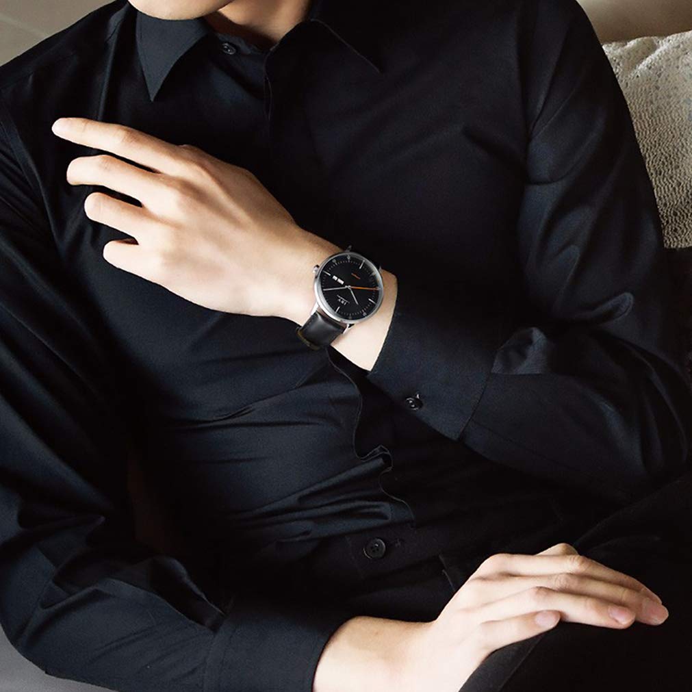 Luxury Automatic Watches for Men - Synthetic Sapphire Crystal, Genuine Leather Strap, Water Resistant Dress Watch (Model 6011G) - Perfect for Business, Formal Events & Everyday Wear